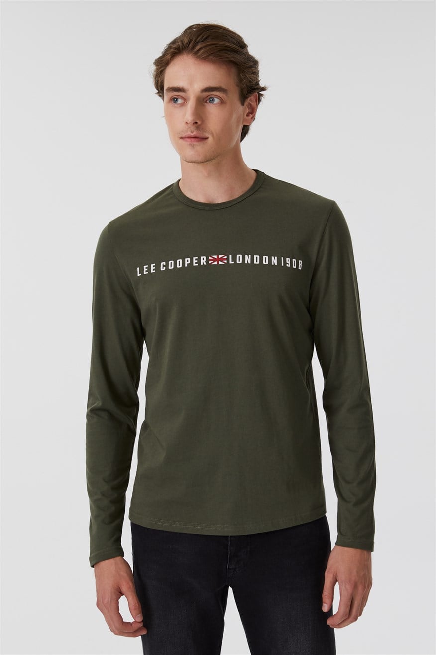 Jason Erkek Bisiklet Yaka Uzun Kol T-shirt Haki