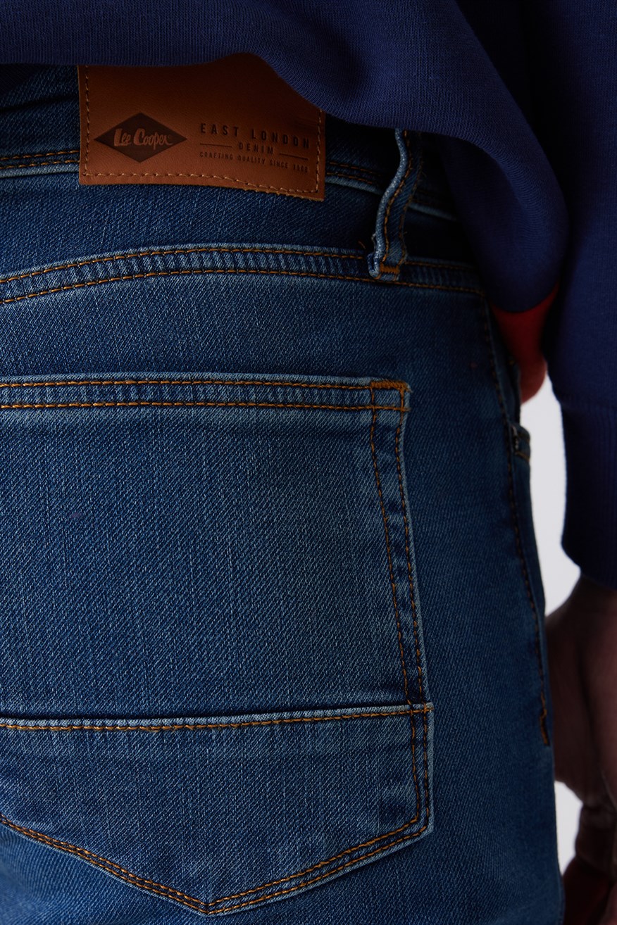 Jeff Erkek Skınny Süper Dar Kesim Normal Bel Dar Paça Jean Pantolon Mavi