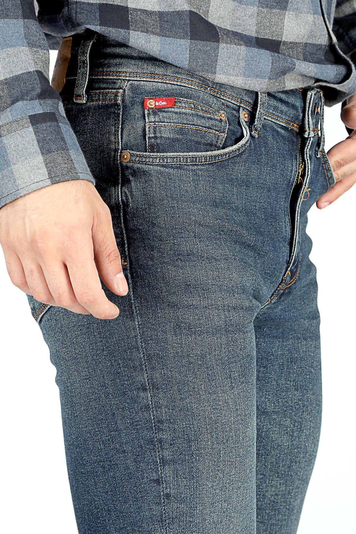 Jeff Erkek Skınny Süper Dar Kesim Normal Bel Dar Paça Jean Pantolon Mavi