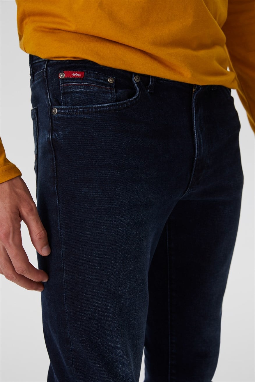 Jeff Erkek Skınny Süper Dar Kesim Normal Bel Dar Paça Jean Pantolon Mavi