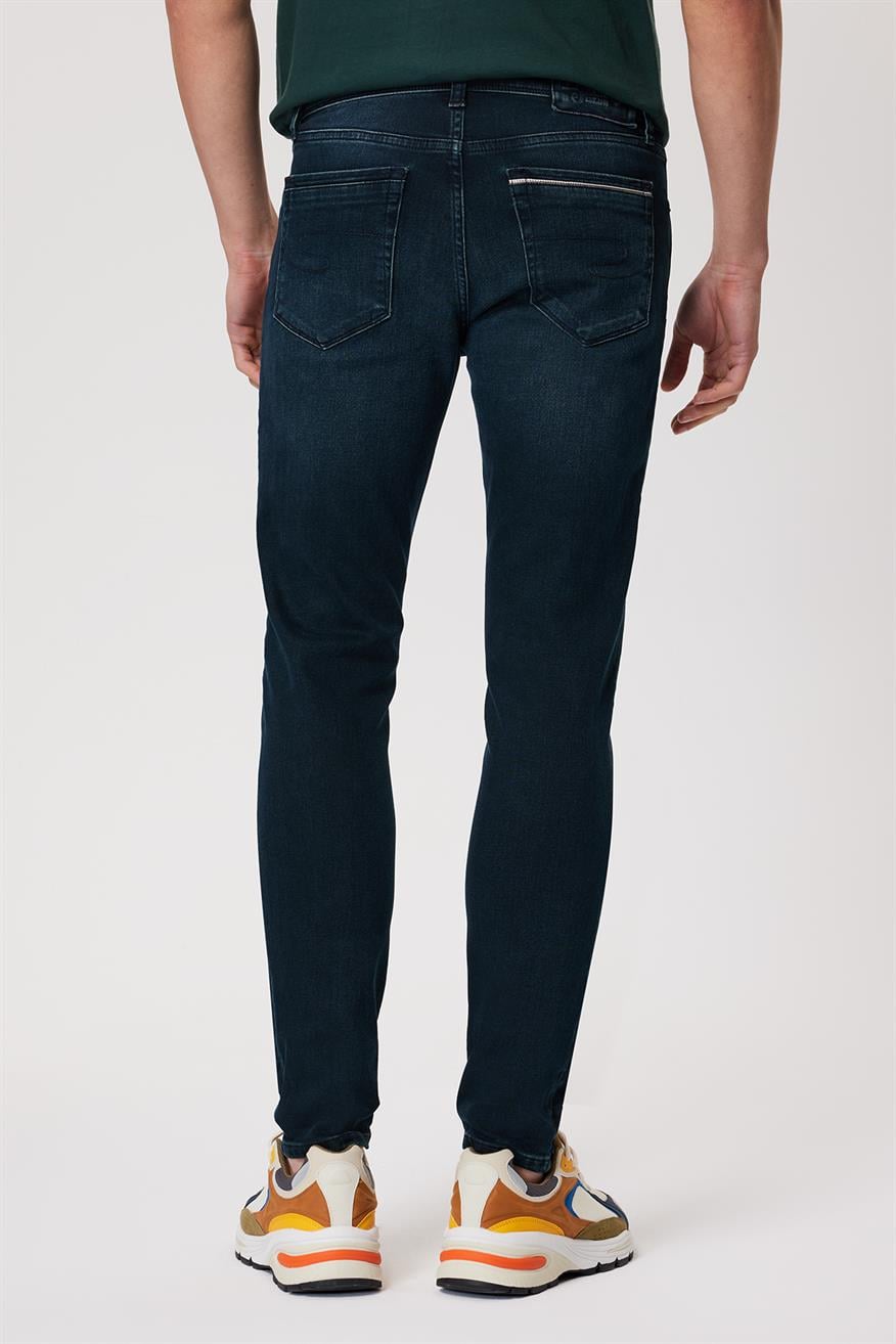 Jeff Erkek Skınny Süper Dar Kesim Normal Bel Dar Paça Jean Pantolon Mavi