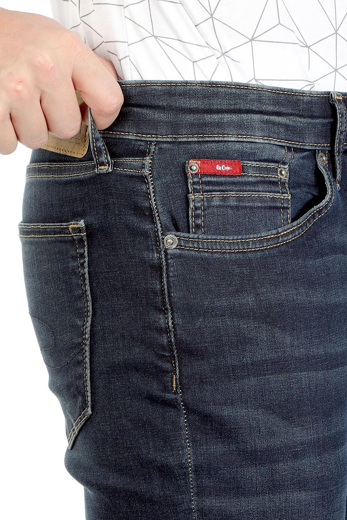 Jeff Erkek Skınny Süper Dar Kesim Normal Bel Dar Paça Jean Pantolon Mavi