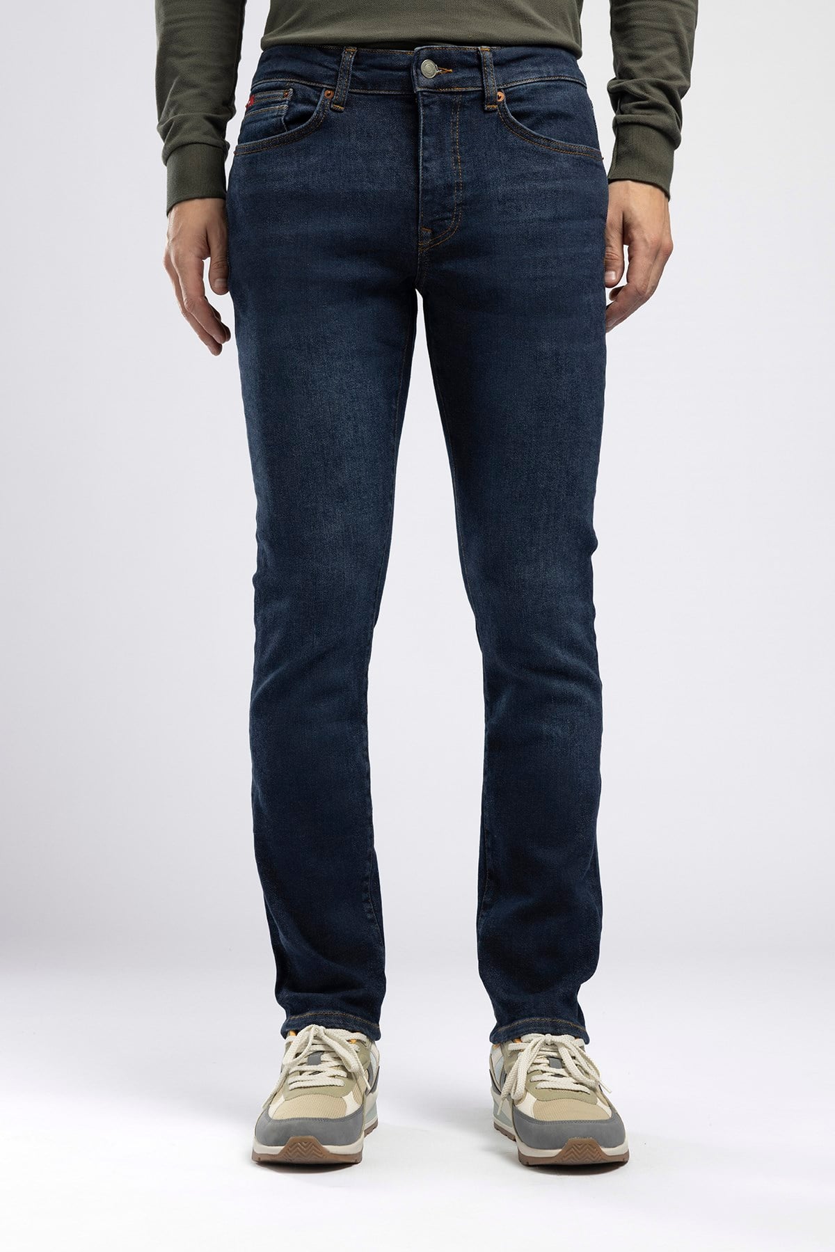 Jeff Erkek Skinny Fit Normal Bel Dar Paça Jean Lacivert