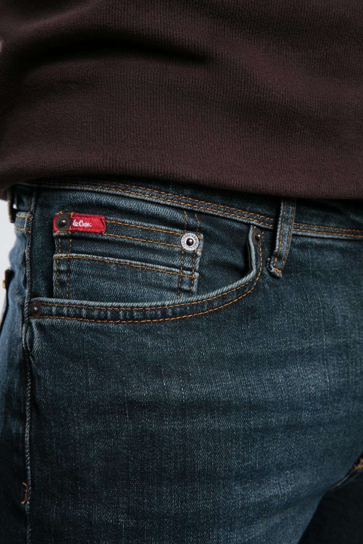 Jeff Erkek Skınny Süper Dar Kesim Normal Bel Dar Paça Jean Pantolon Mavi