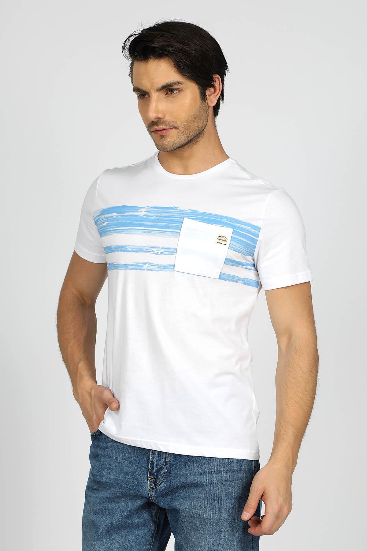 Jimm Erkek %100 Pamuk O Yaka T-Shirt Beyaz