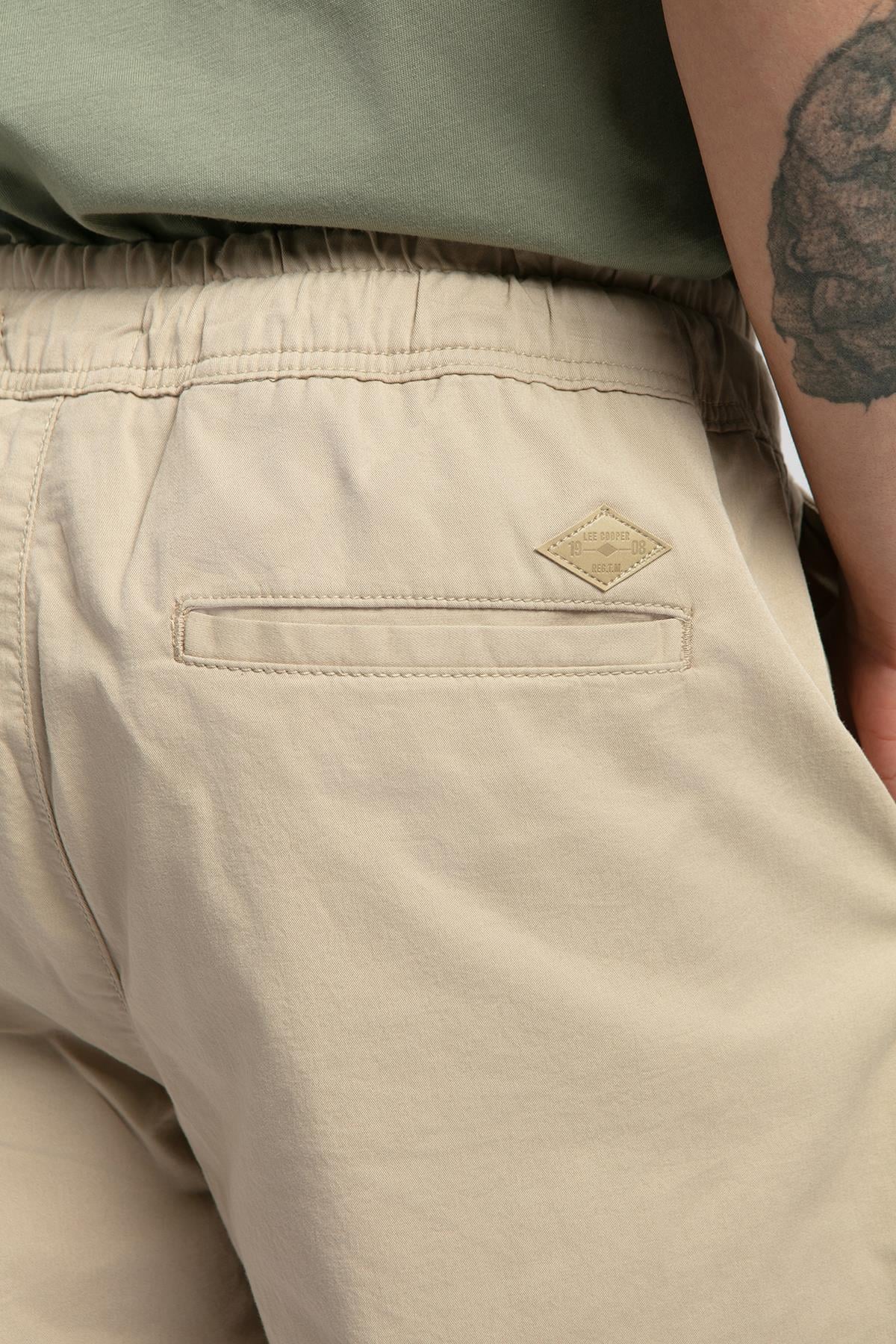 Jogger 2 Normal Bel Rahat Kesim Bilekte Lastikli Paça Bej Erkek Pantolon