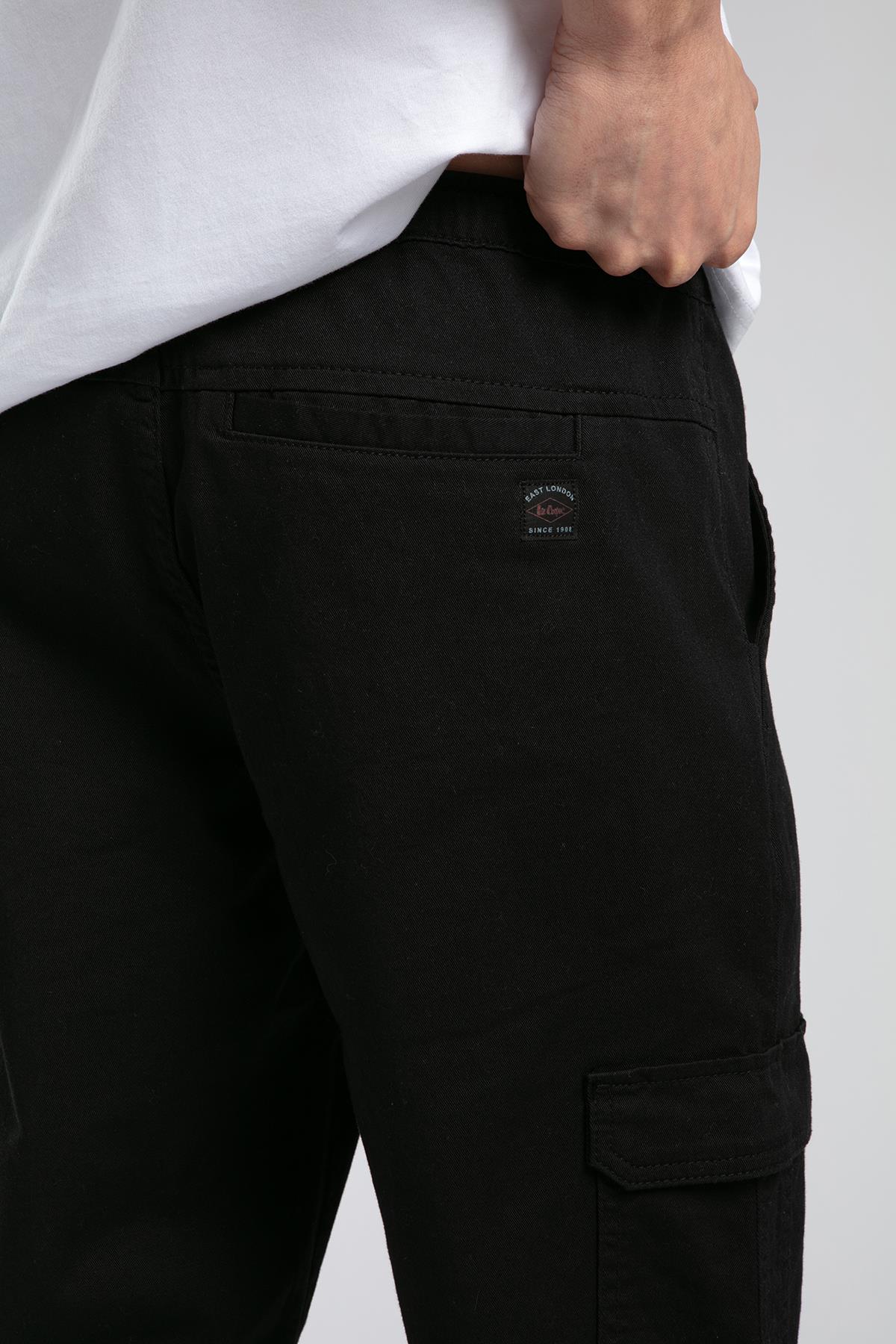Jogger Cargo Normal Bel Rahat Kesim Bilekte Lastikli Paça Siyah Erkek Pantolon
