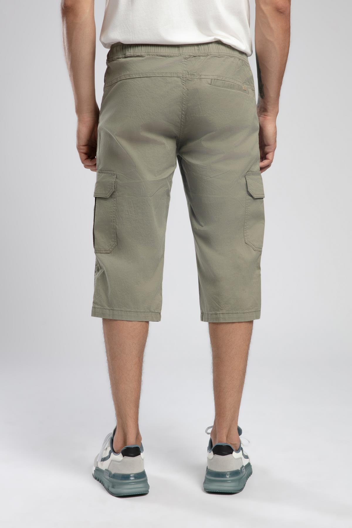 Jogger Cargo Long Erkek Dokuma Bermuda Haki
