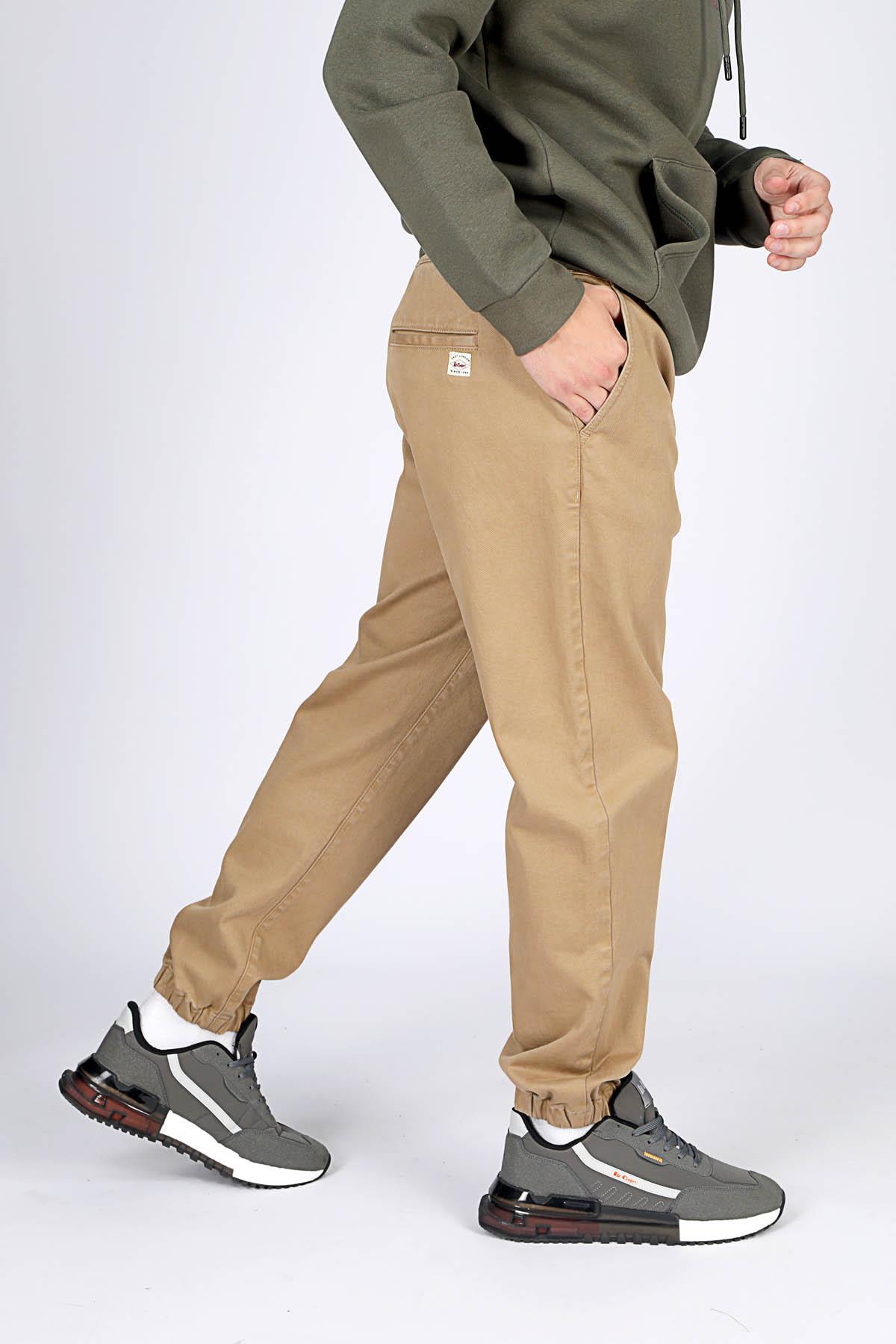 Jogger Normal Bel Rahat Kesim Bilekte Lastikli Paça Camel Erkek Pantolon