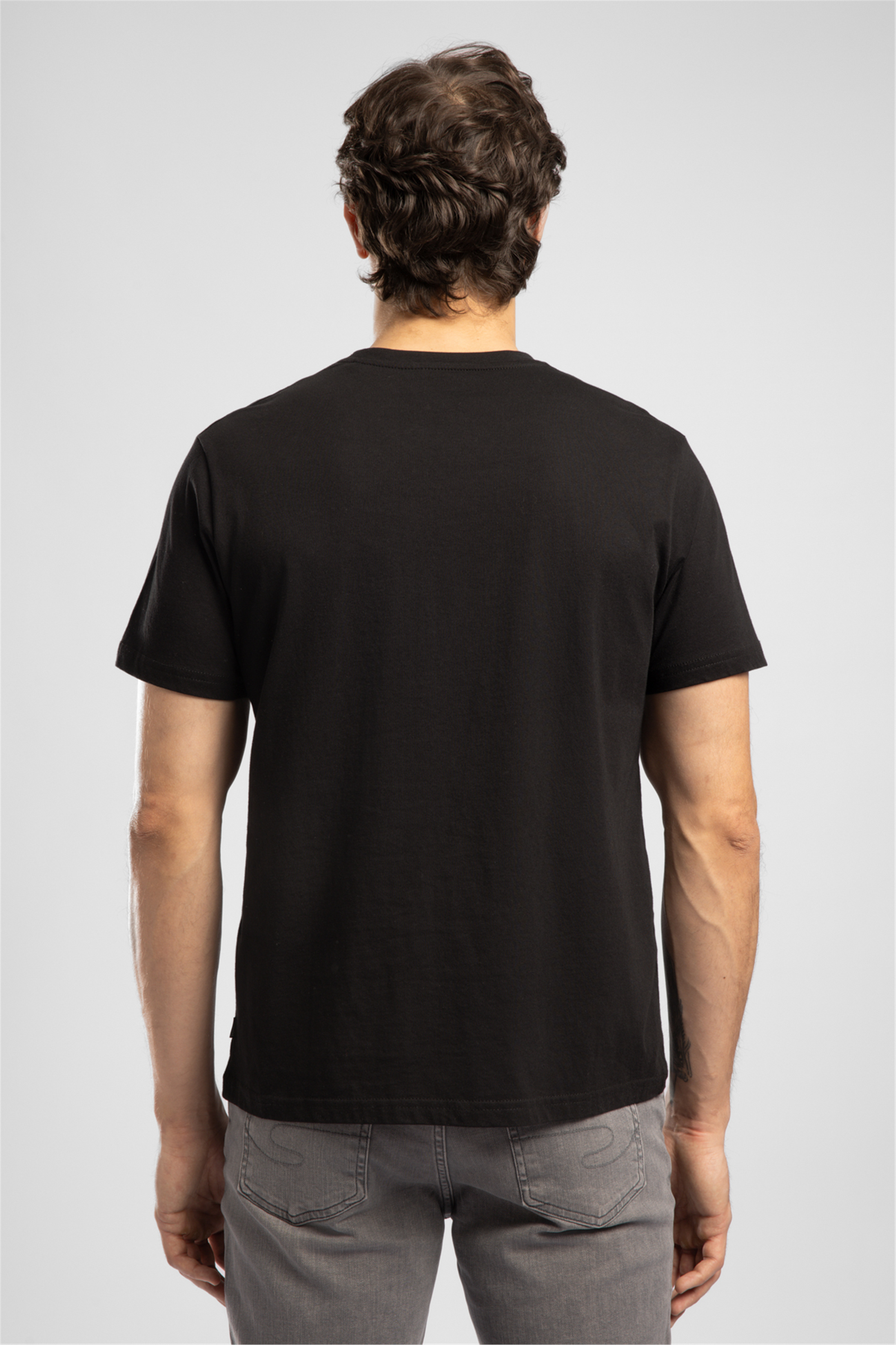 JONAT Erkek Regular Fit %100 Pamuk Basic V Yaka T-Shirt Siyah