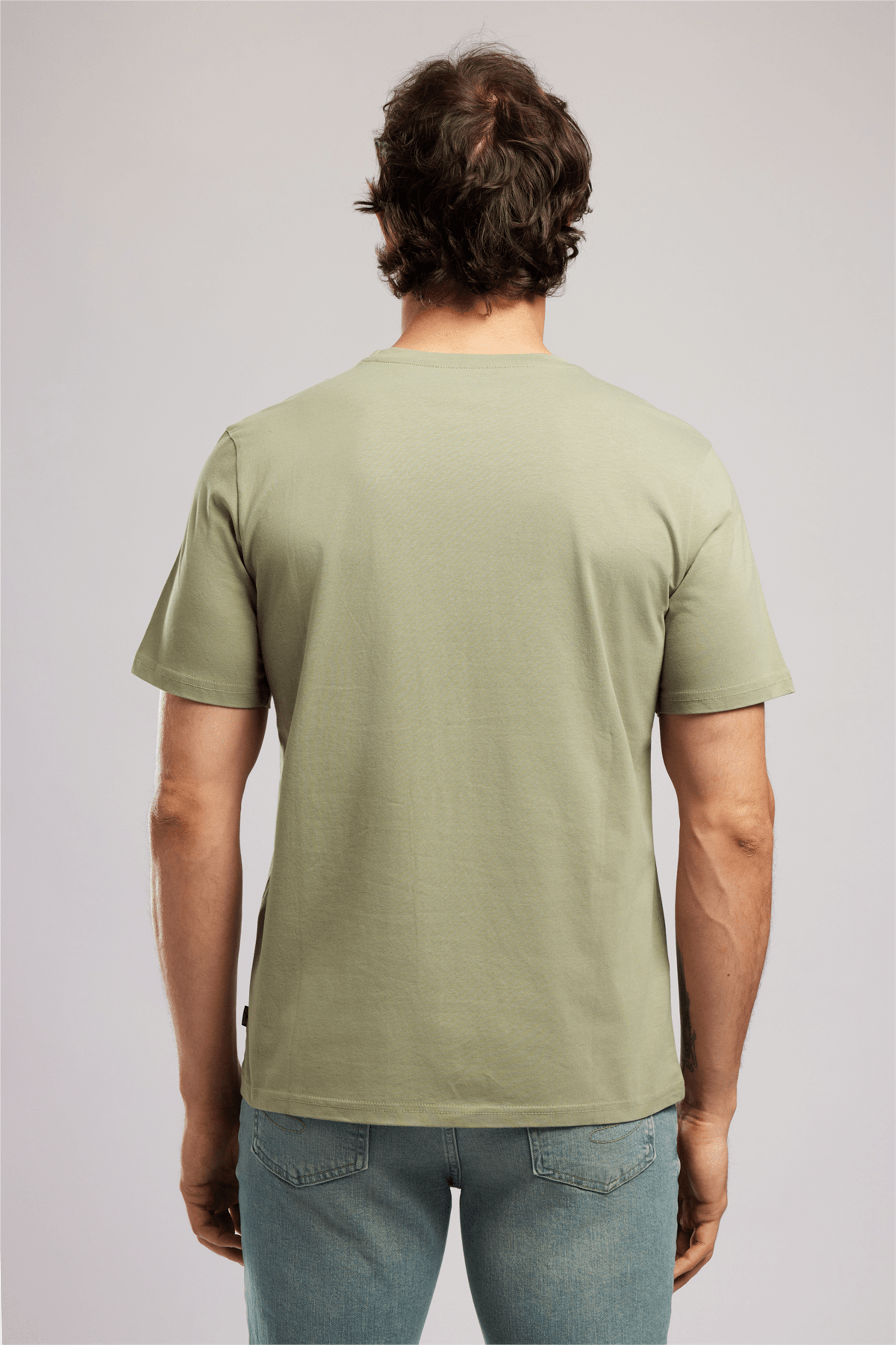 JONAT Erkek Regular Fit %100 Pamuk Basic V Yaka T-Shirt Yeşil