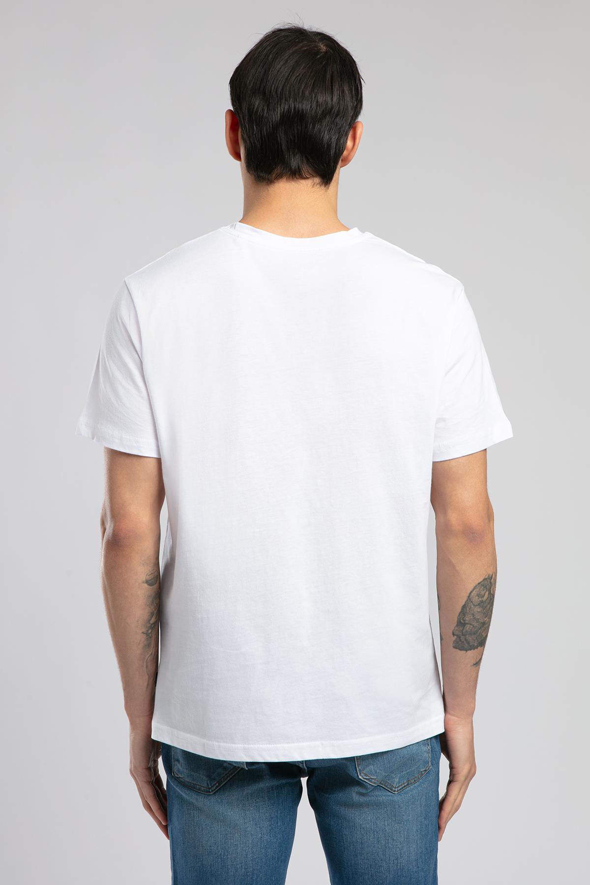 Jonat Erkek %100 Pamuk V Yaka T-Shirt Beyaz