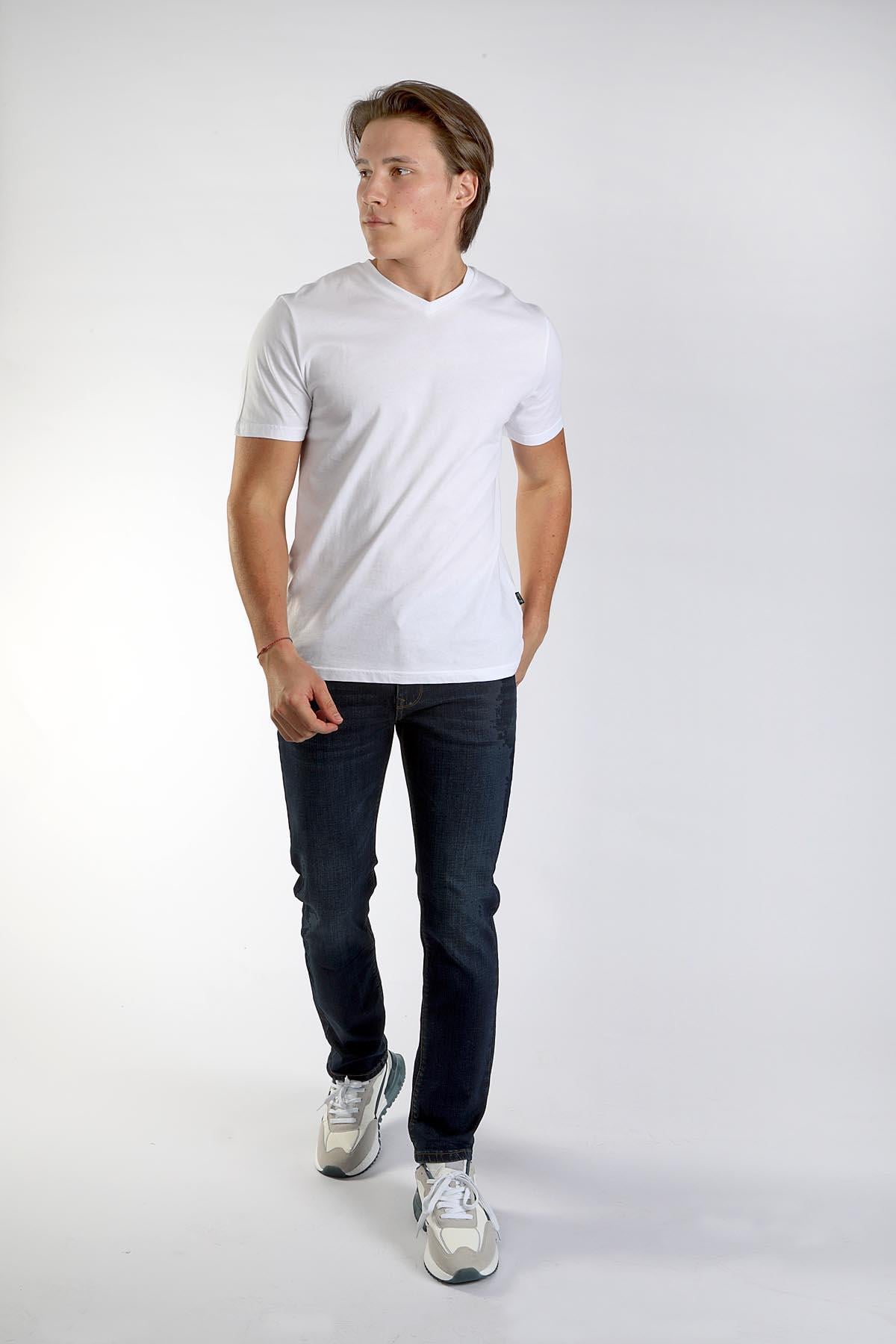 Jonat Erkek V Yaka T-Shirt Beyaz
