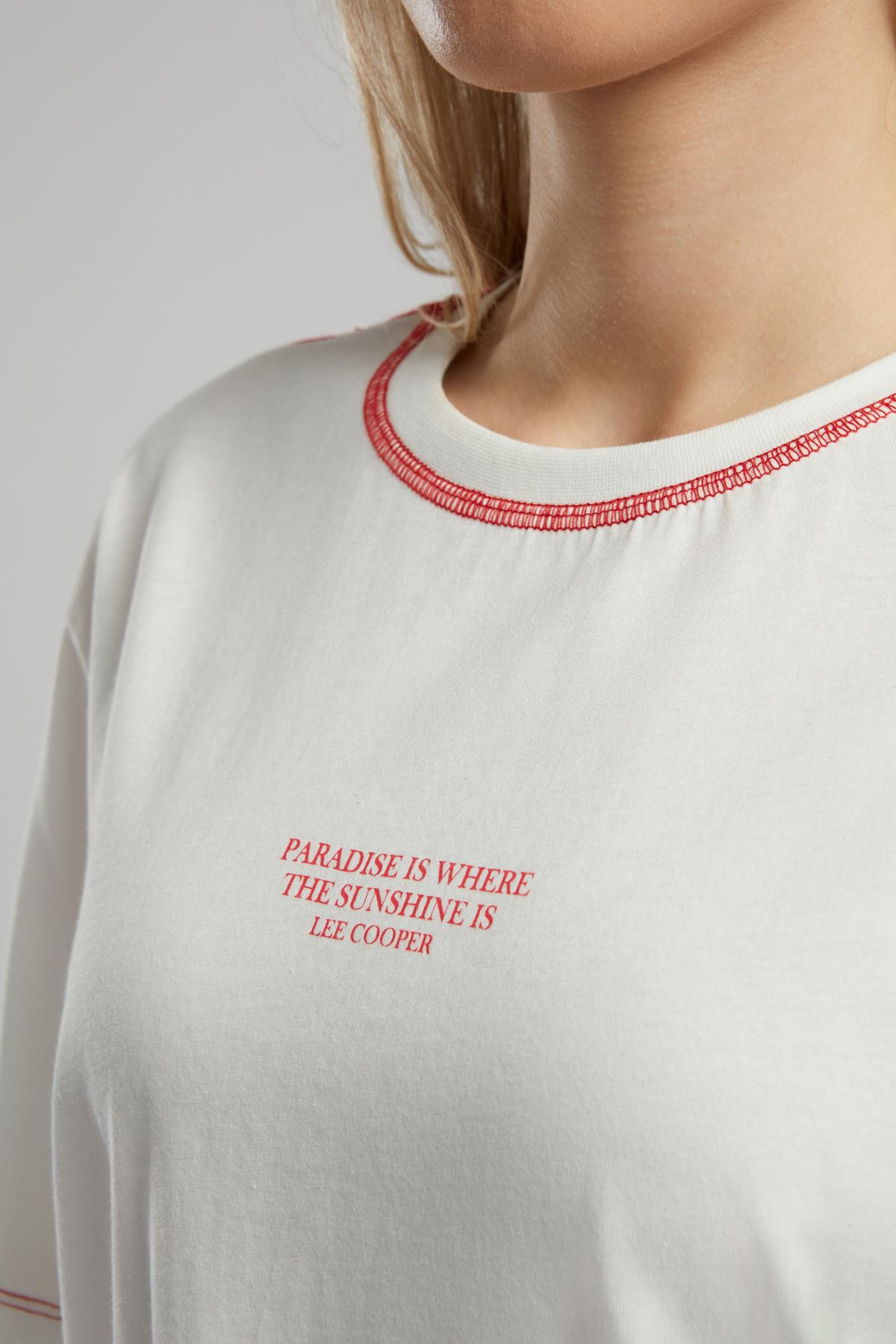 Karbe Kadın %100 Pamuk O Yaka T-Shirt Ekru-K