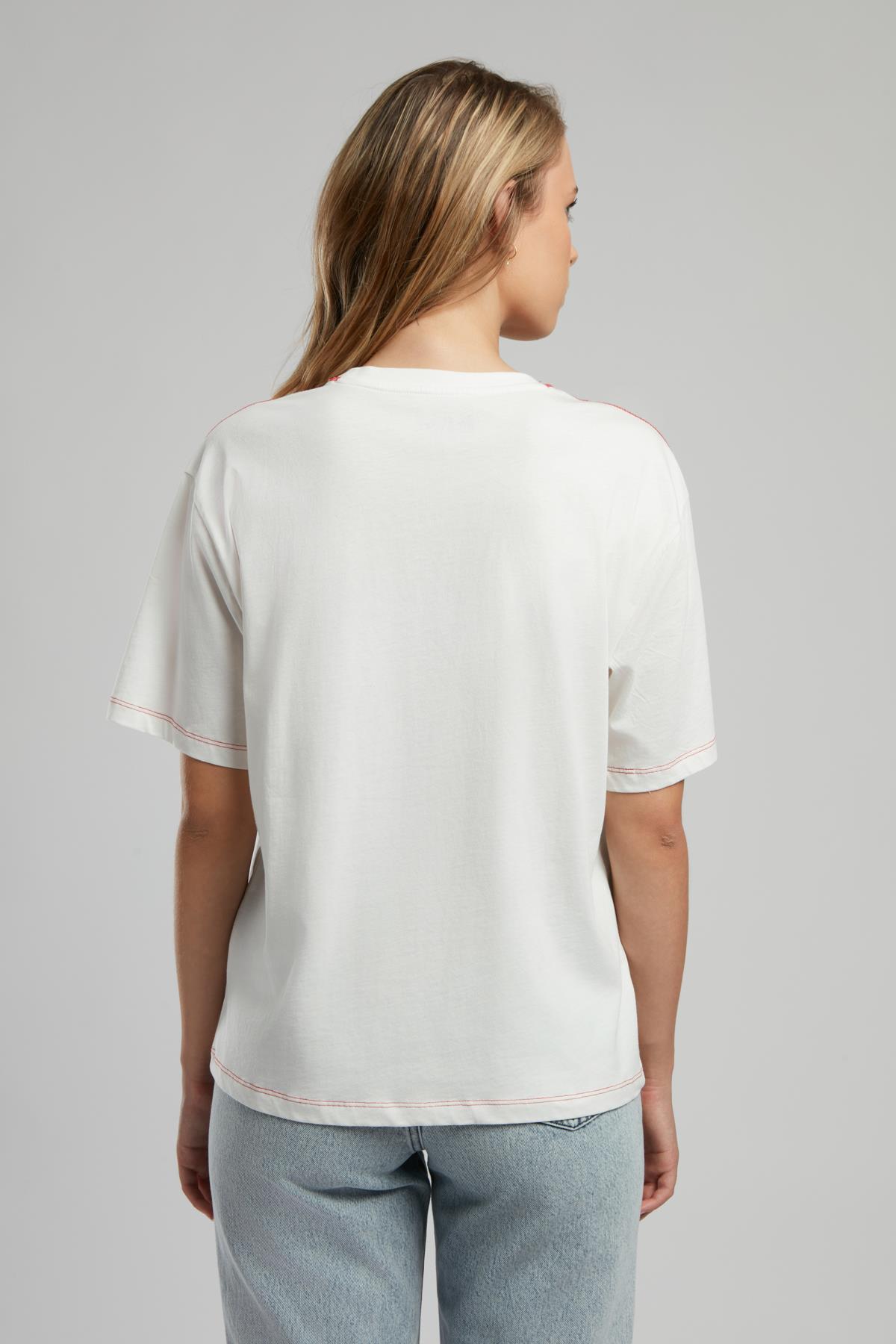 Karbe Kadın %100 Pamuk O Yaka T-Shirt Ekru-K