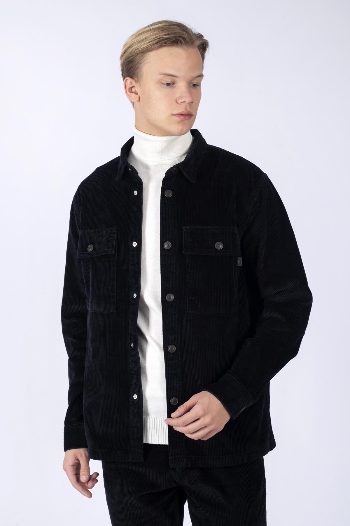 Karelas Erkek Dokuma U.Kol Gömlek Siyah