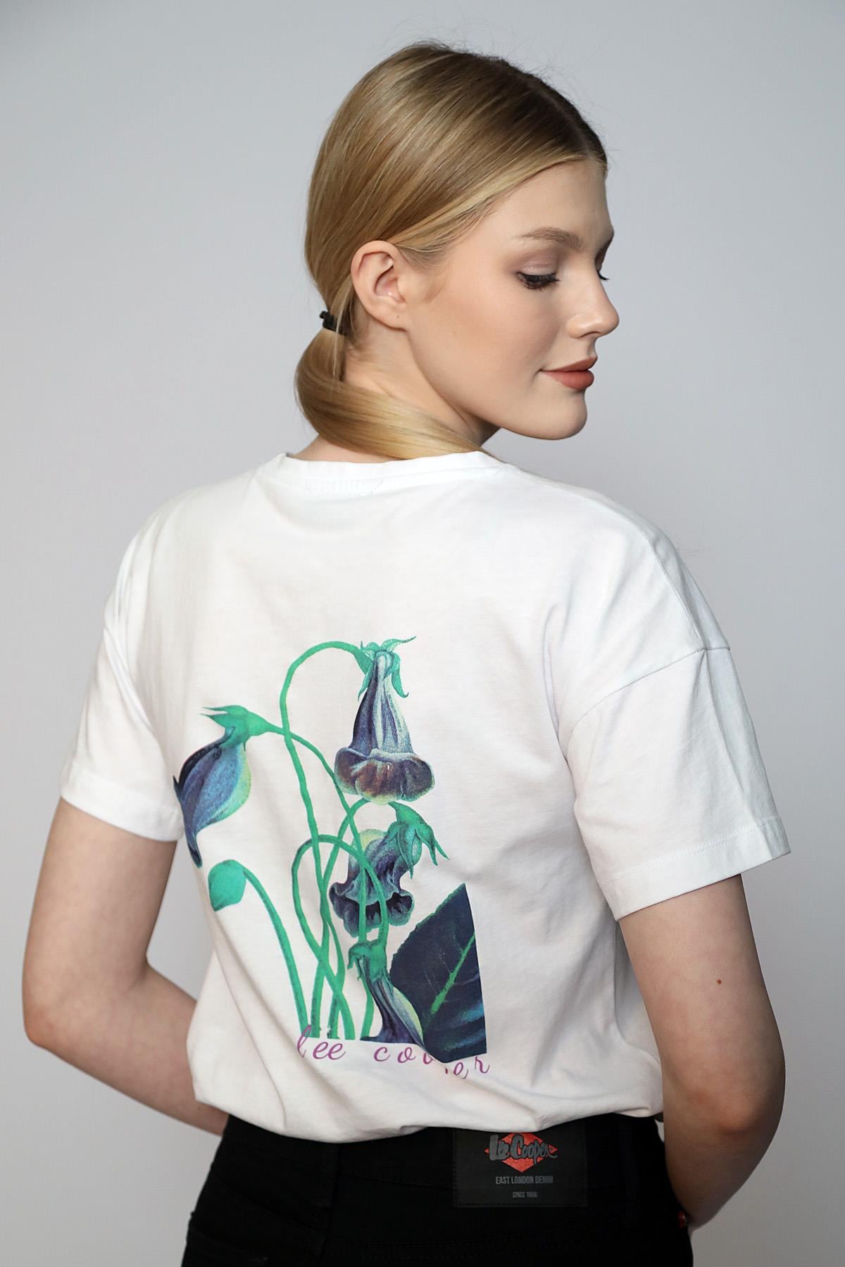 Karen Kadın %100 Pamuk O Yaka T-Shirt Beyaz