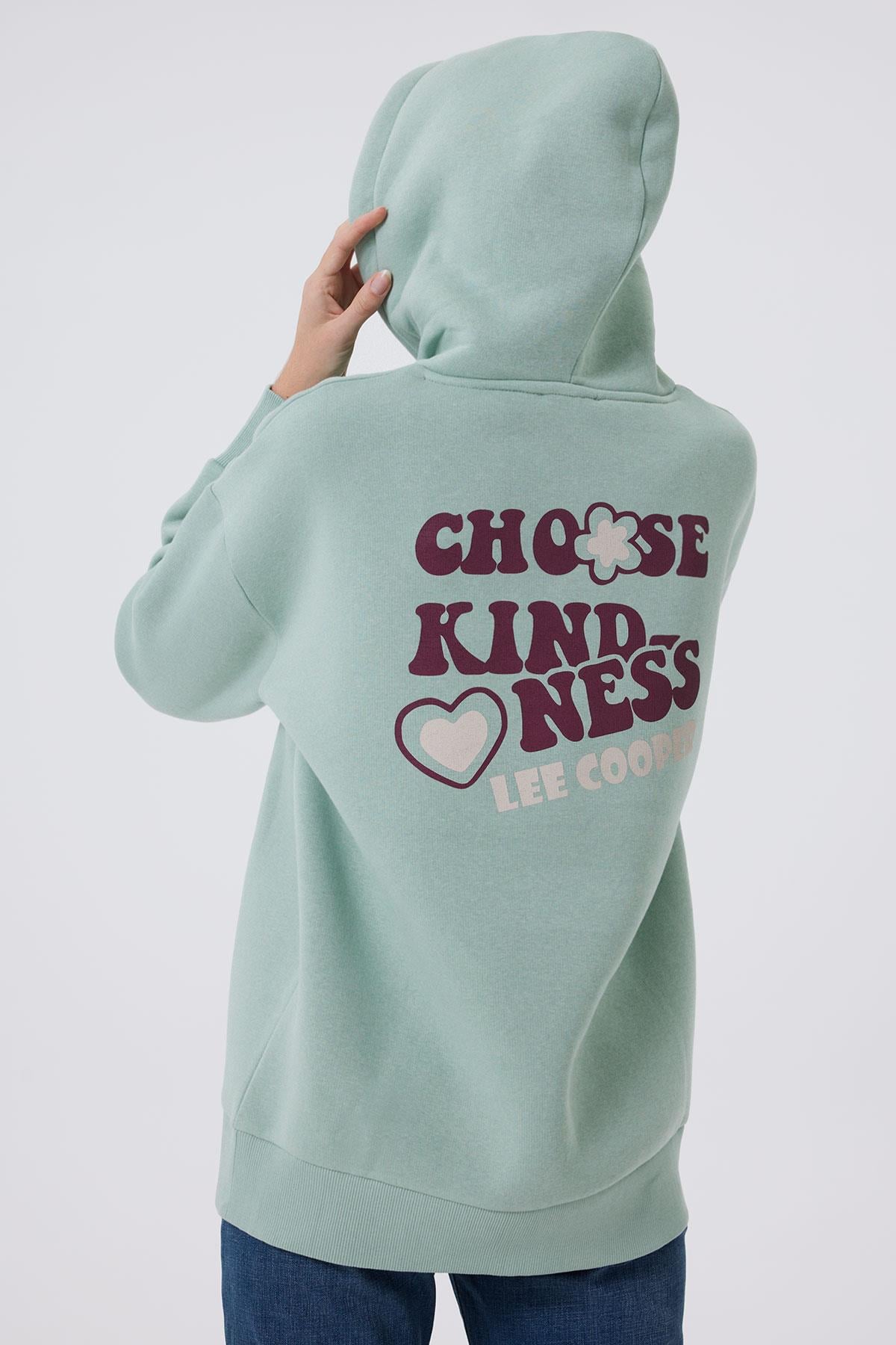Kindy Kadın %100 Pamuk Kapüşonlu Sweatshirt Mint
