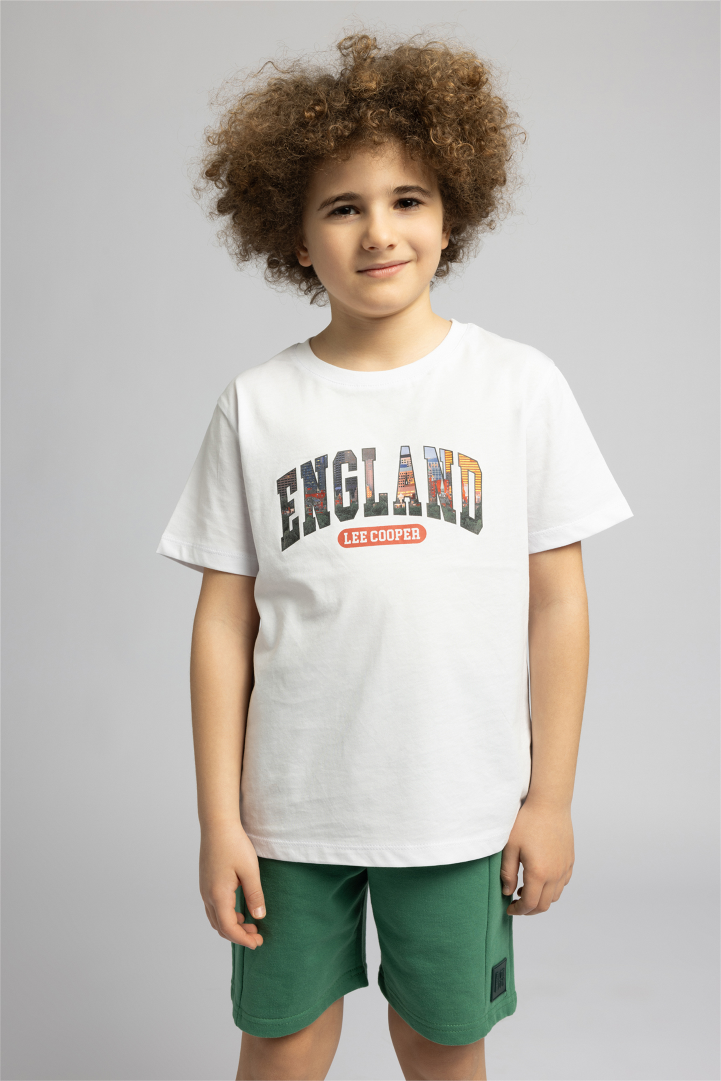 KINGDOM Erkek Çocuk Baskılı Bisiklet Yaka T-Shirt Beyaz
