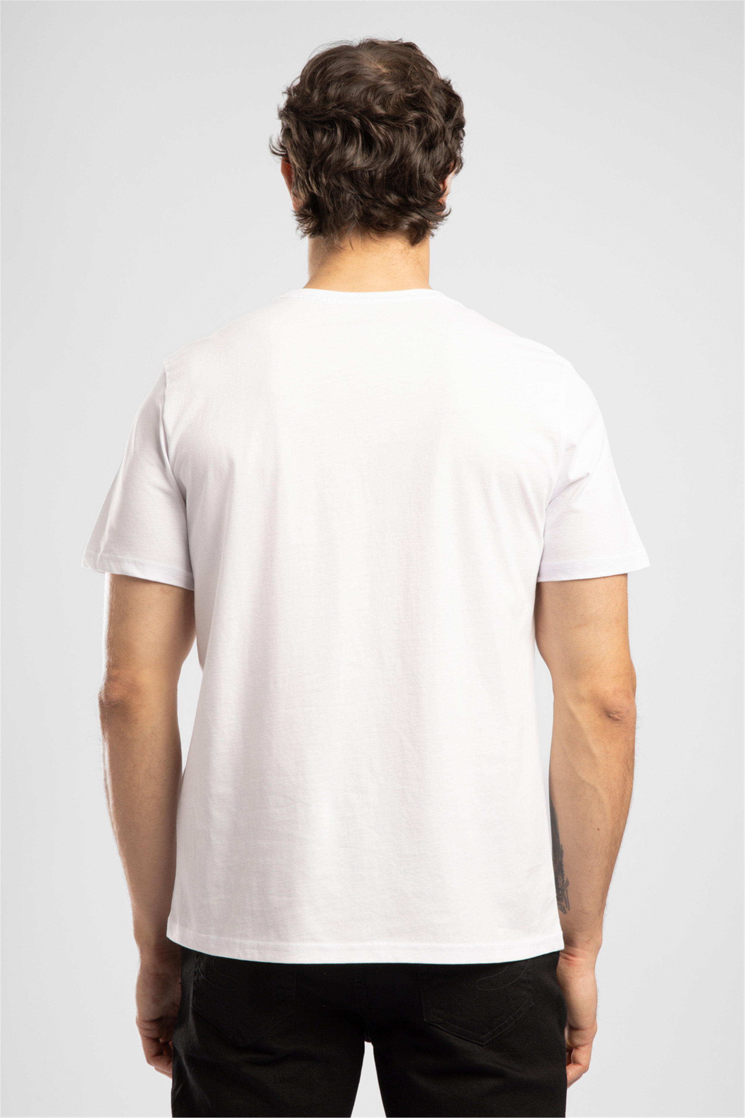 Logons Erkek Regular Fit Baskılı Bisiklet Yaka T-Shirt Beyaz