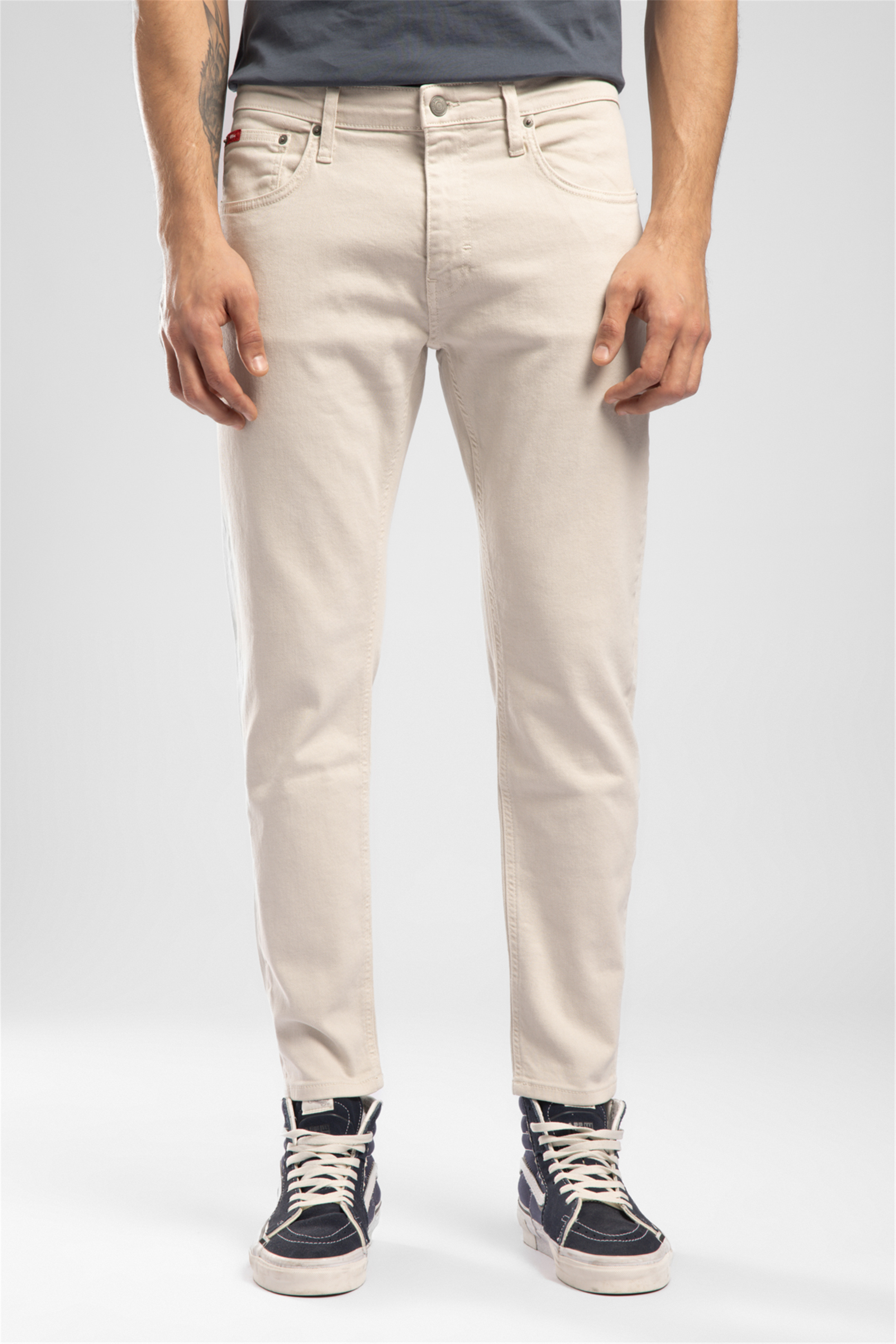 LONCE Erkek Slim Tapered Fit Pantolon Beyaz