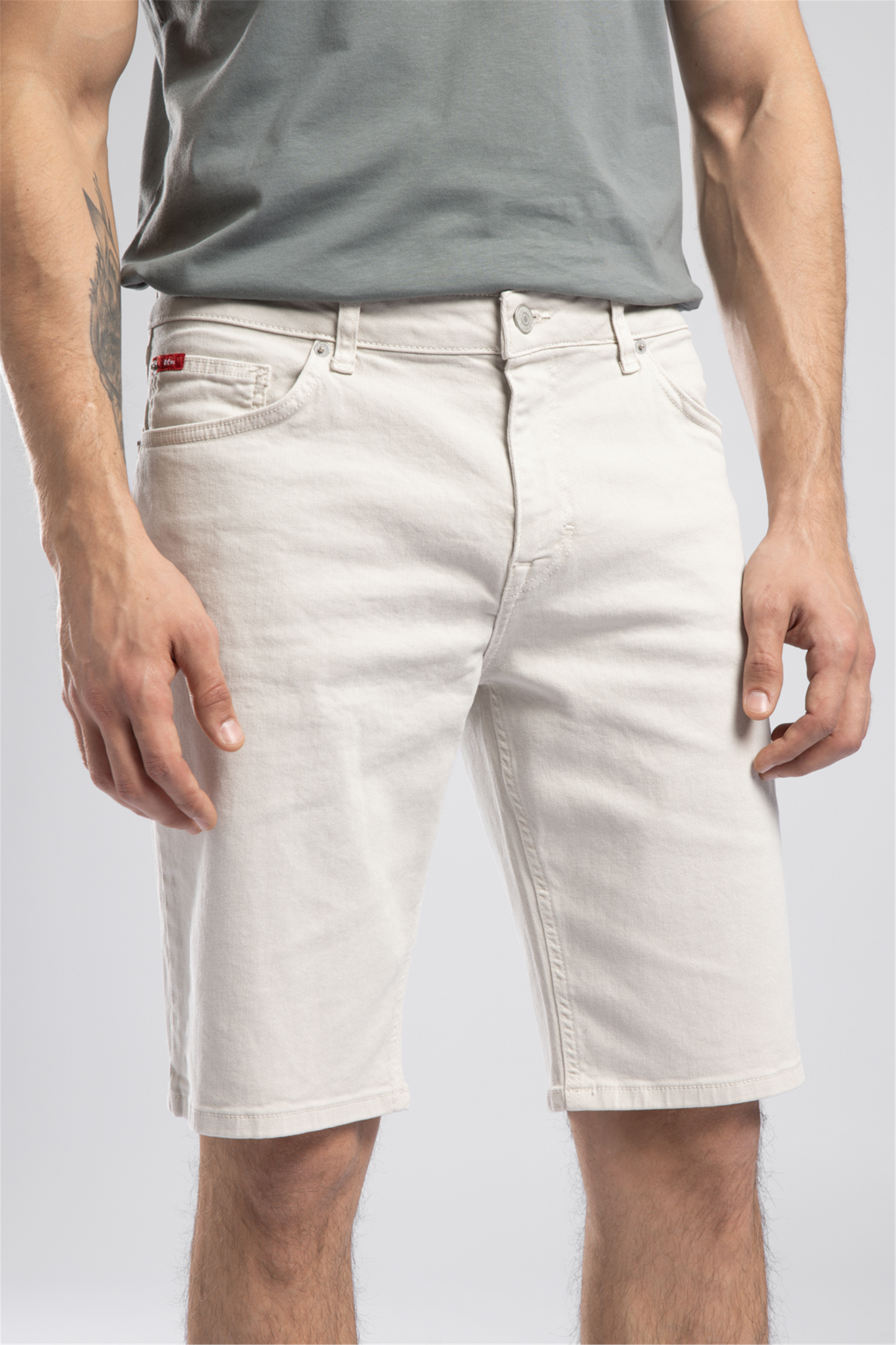 Lonceso Erkek Slim Tapered Fit Şort Beyaz