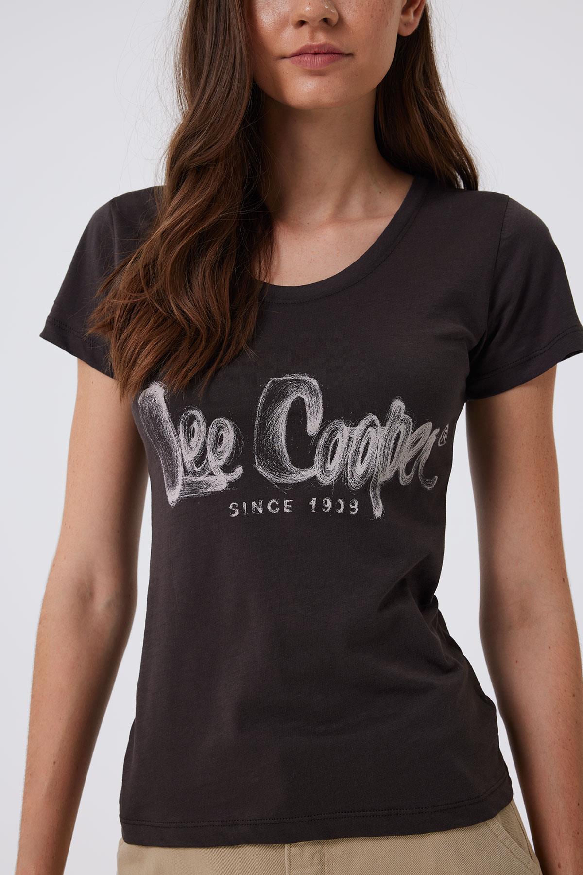 London 1 Kadın %100 Pamuk O Yaka T-Shirt Kahve
