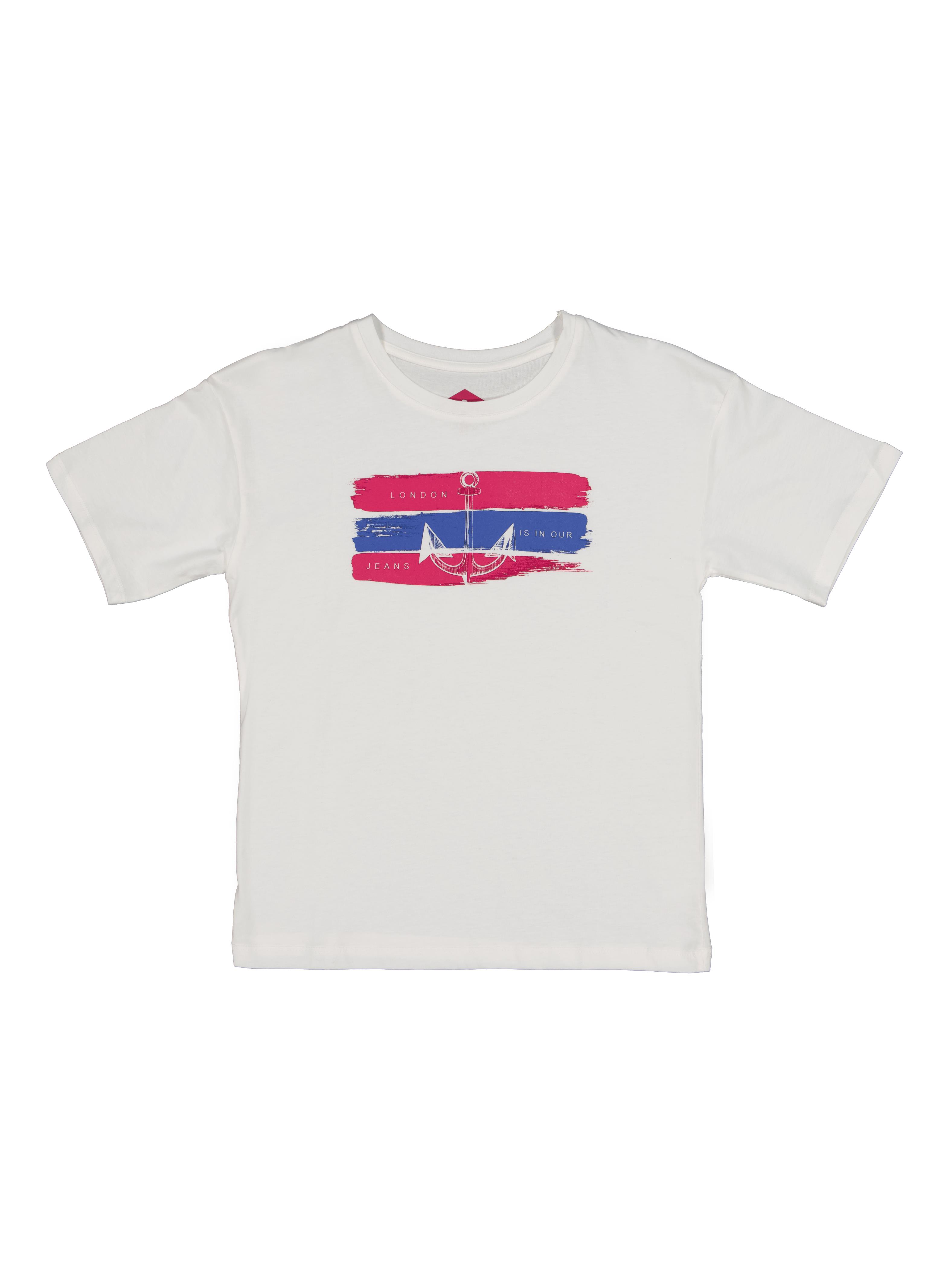 London Çapa Erkek Çocuk Bisiklet Yaka T-Shirt Off White