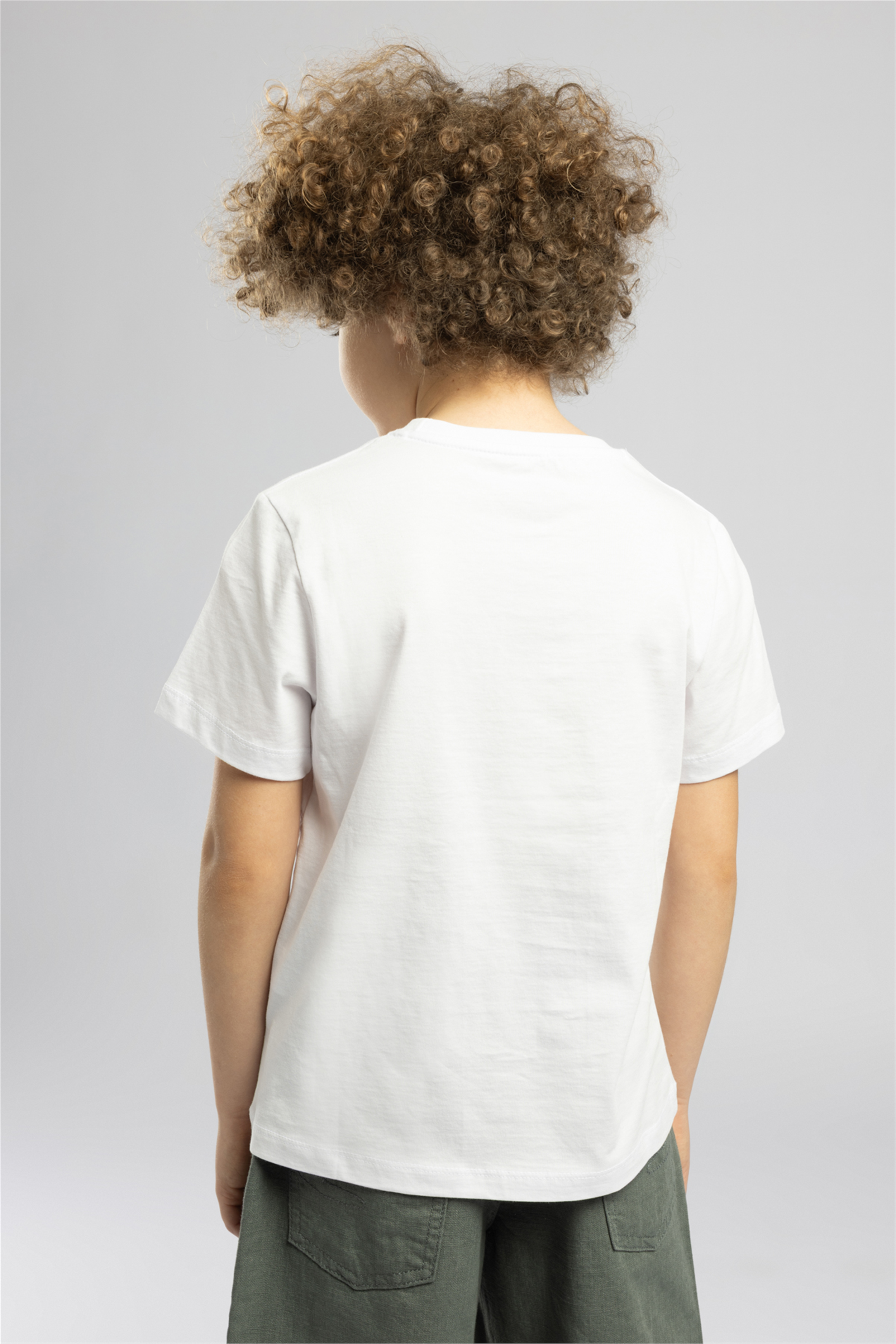 Londonlogo Erkek Çocuk Basic %100 Pamuk Baskılı Bisiklet Yaka T-Shirt Beyaz