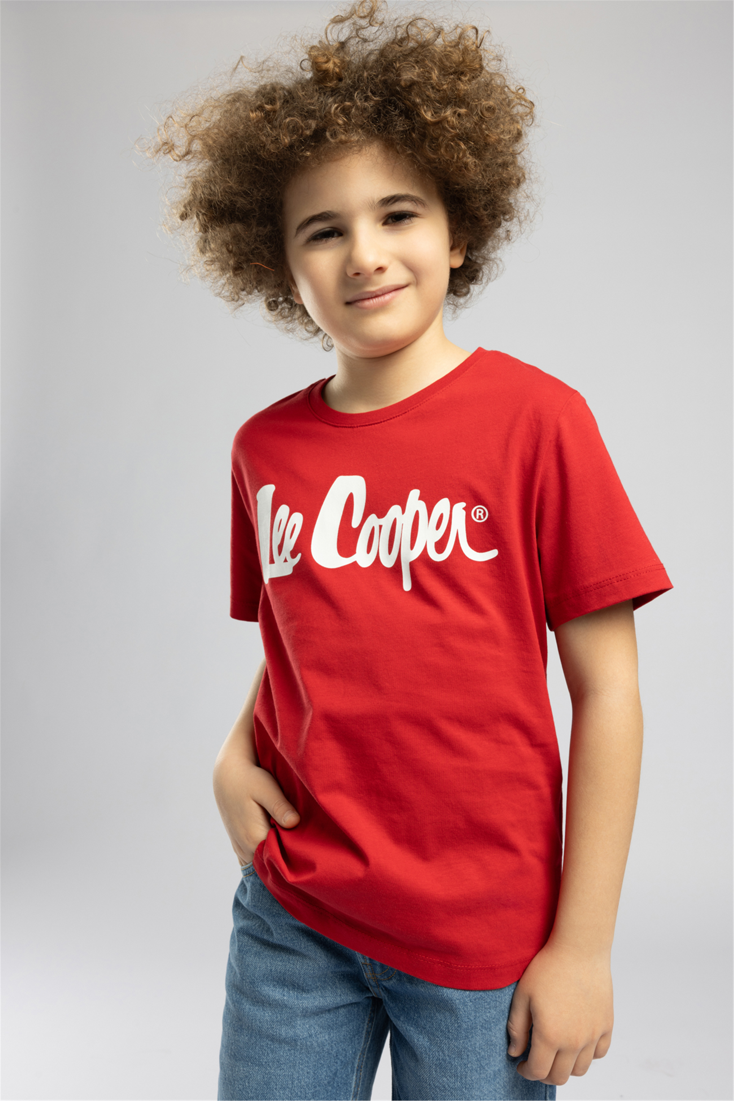 Londonlogo Erkek Çocuk Basic %100 Pamuk Baskılı Bisiklet Yaka T-Shirt Kırmızı