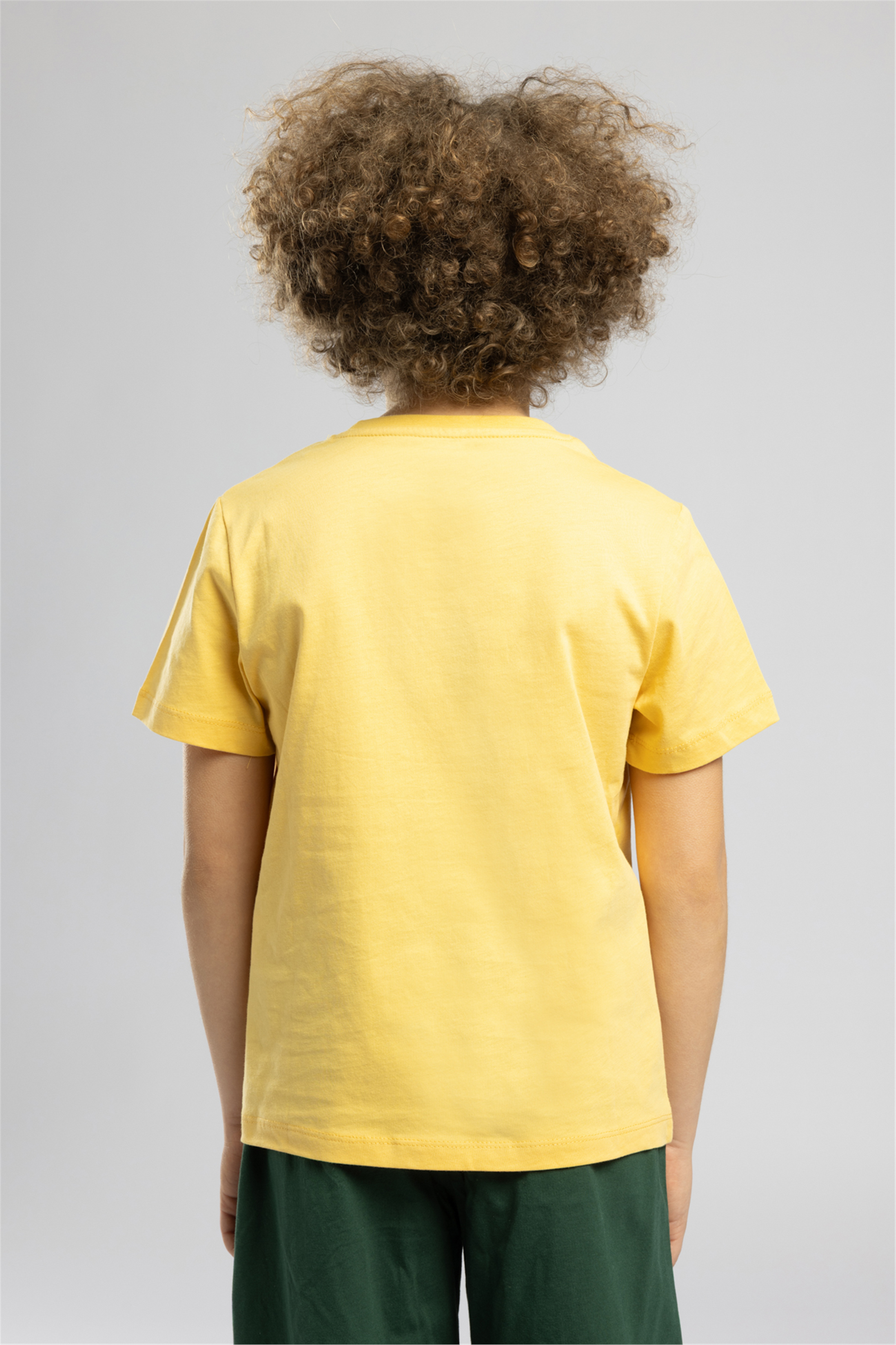 Londonlogo Erkek Çocuk Basic %100 Pamuk Baskılı Bisiklet Yaka T-Shirt Sarı
