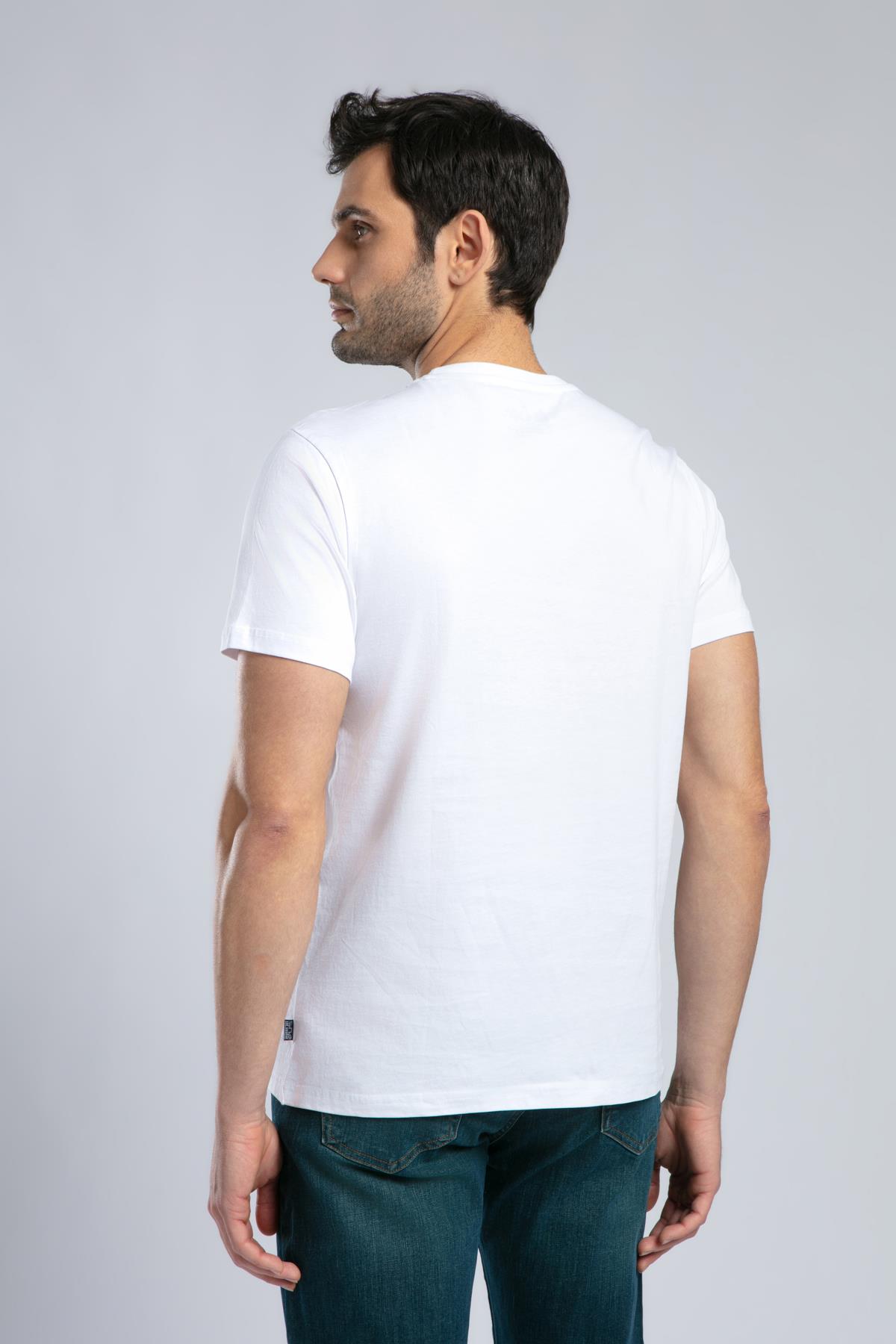 Londonlogo Erkek %100 Pamuk O Yaka T-Shirt Beyaz-Y