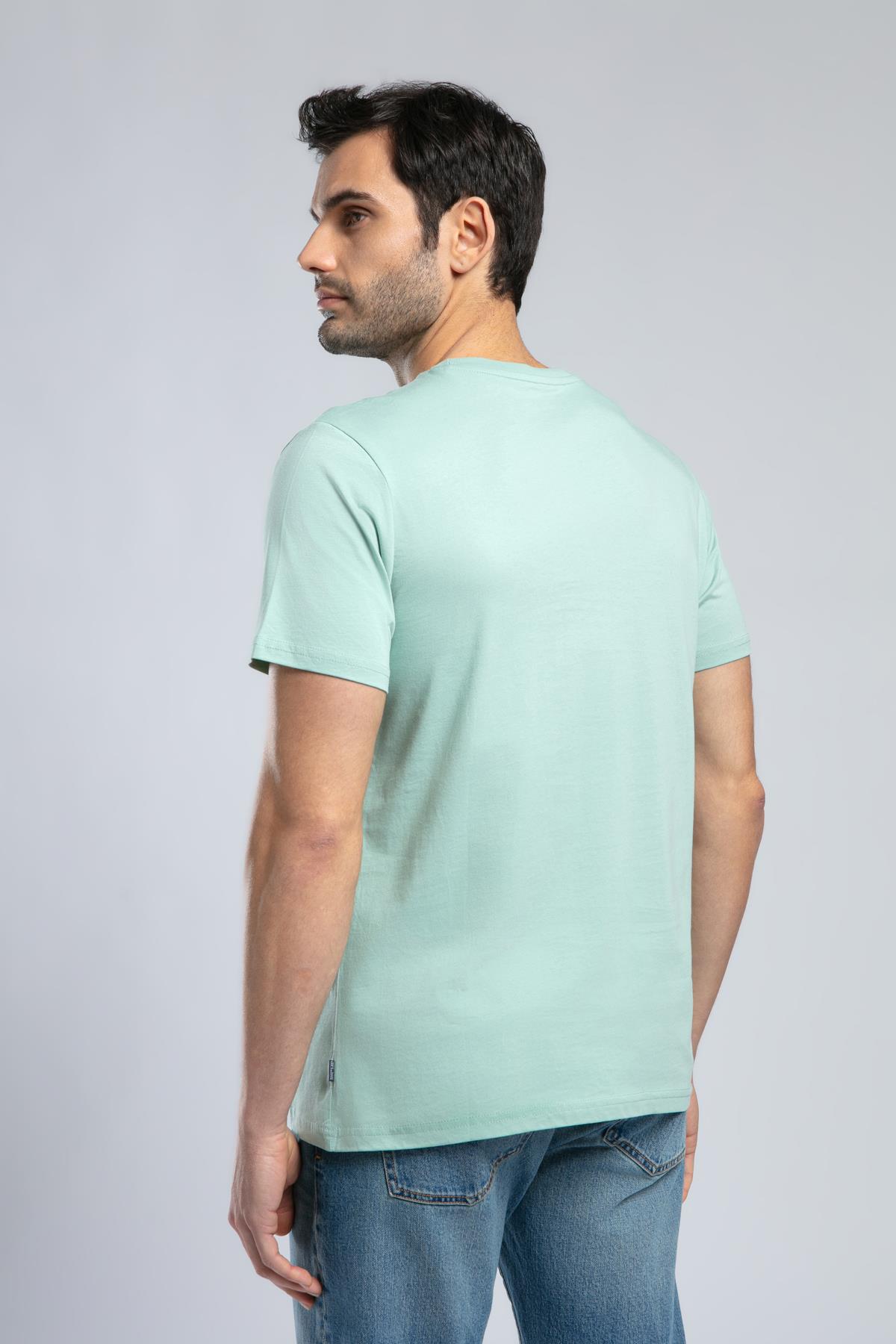 Londonlogo Erkek %100 Pamuk O Yaka T-Shirt Mint