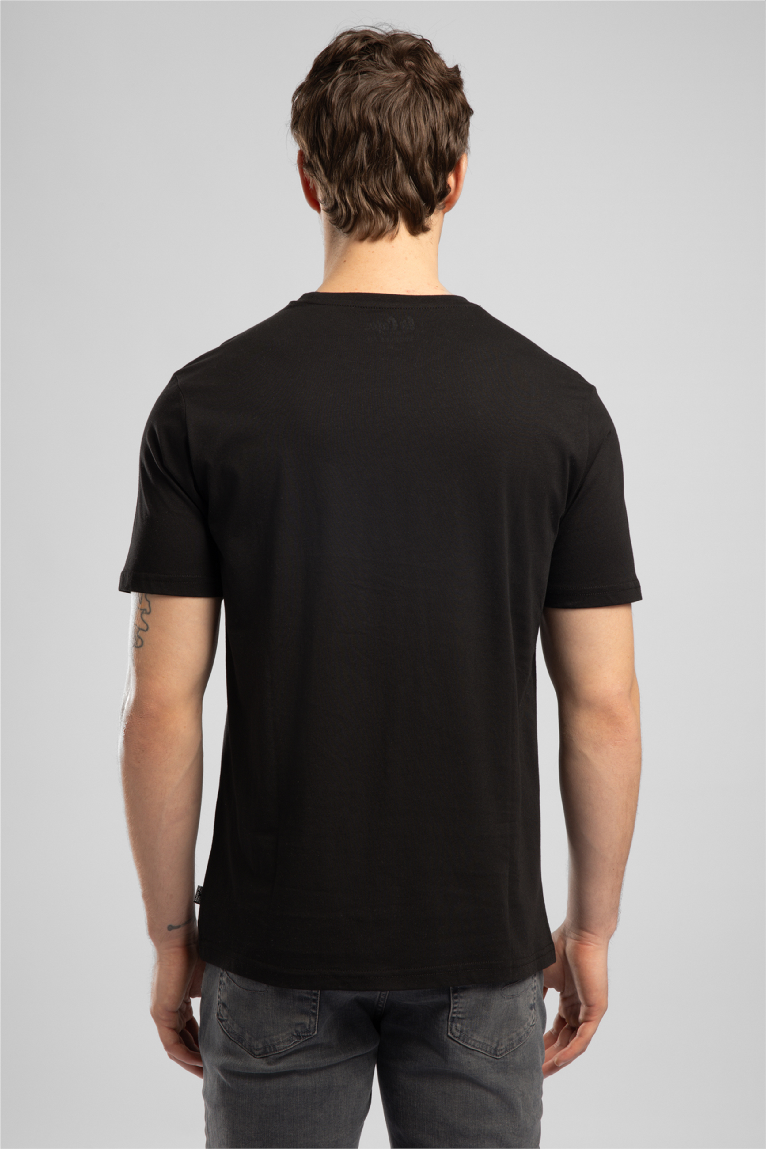 LONDONLOGO Erkek Regular Fit %100 Pamuk Baskılı Bisiklet Yaka T-Shirt Siyah