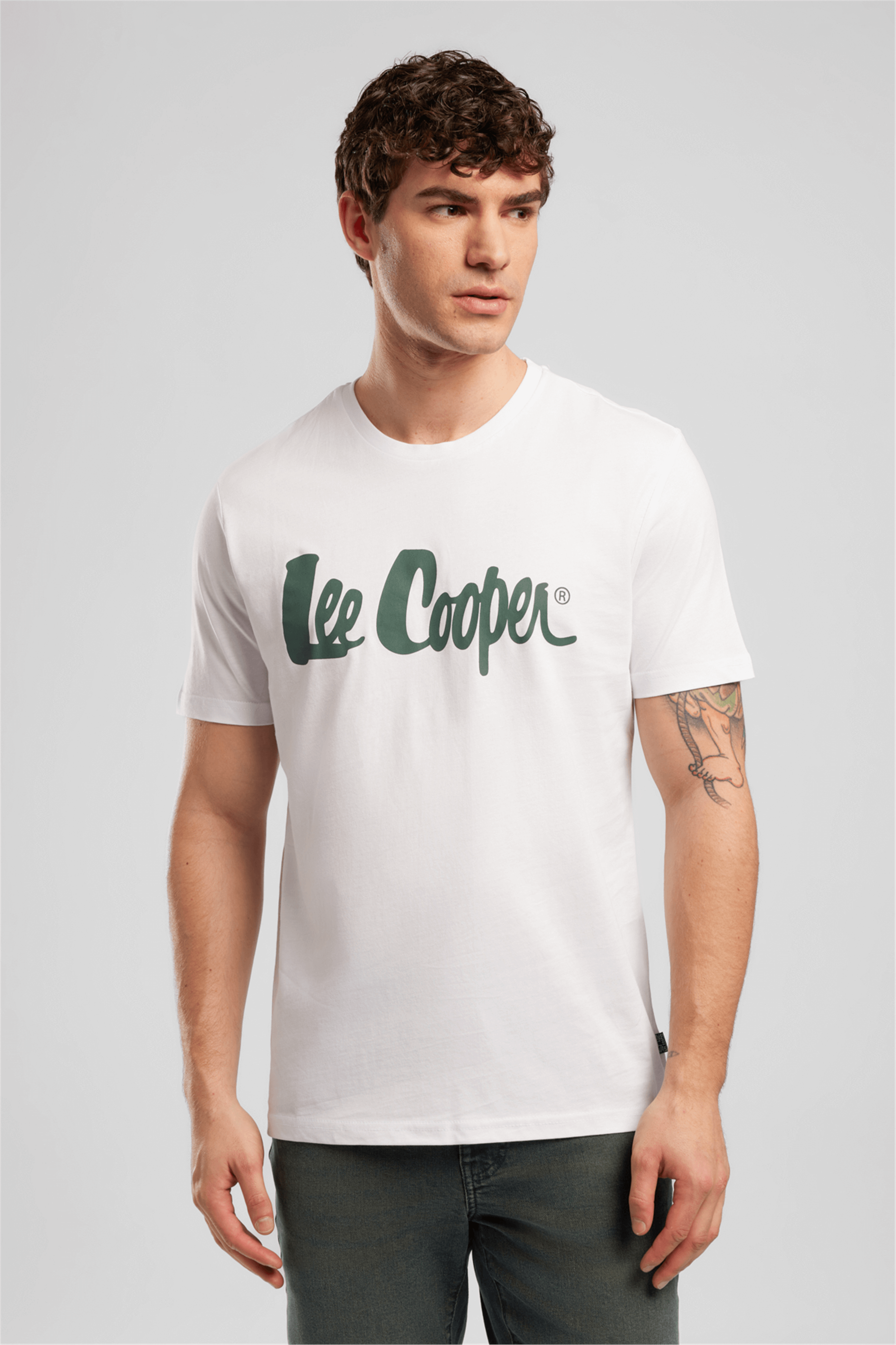 LONDONLOGO Erkek Regular Fit %100 Pamuk Baskılı Bisiklet Yaka T-Shirt Beyaz