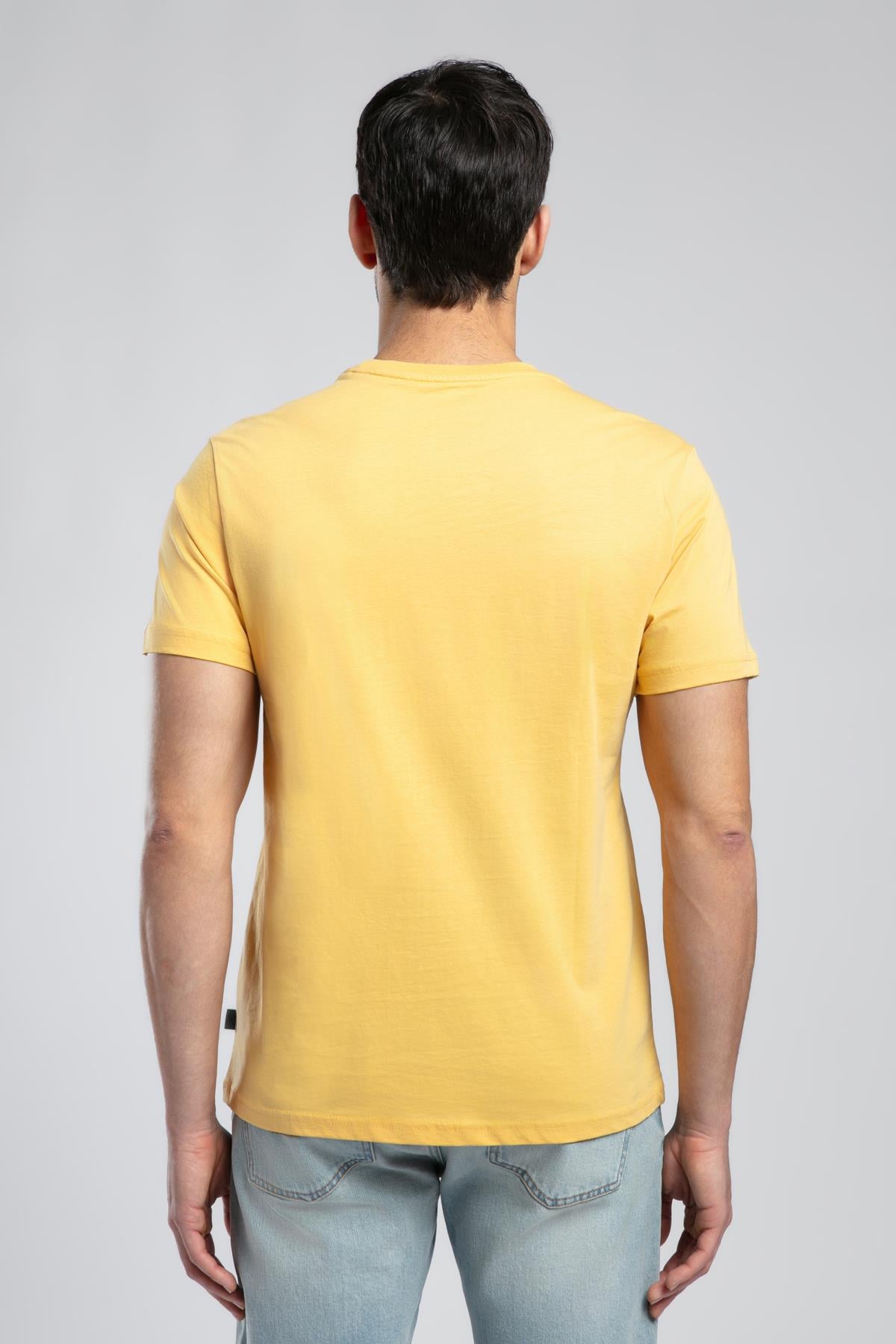 Londonlogo Erkek %100 Pamuk O Yaka T-Shirt Safran