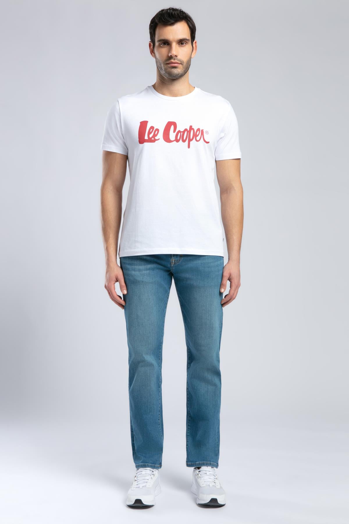 Londonlogo Erkek %100 Pamuk O Yaka T-Shirt Beyaz-K