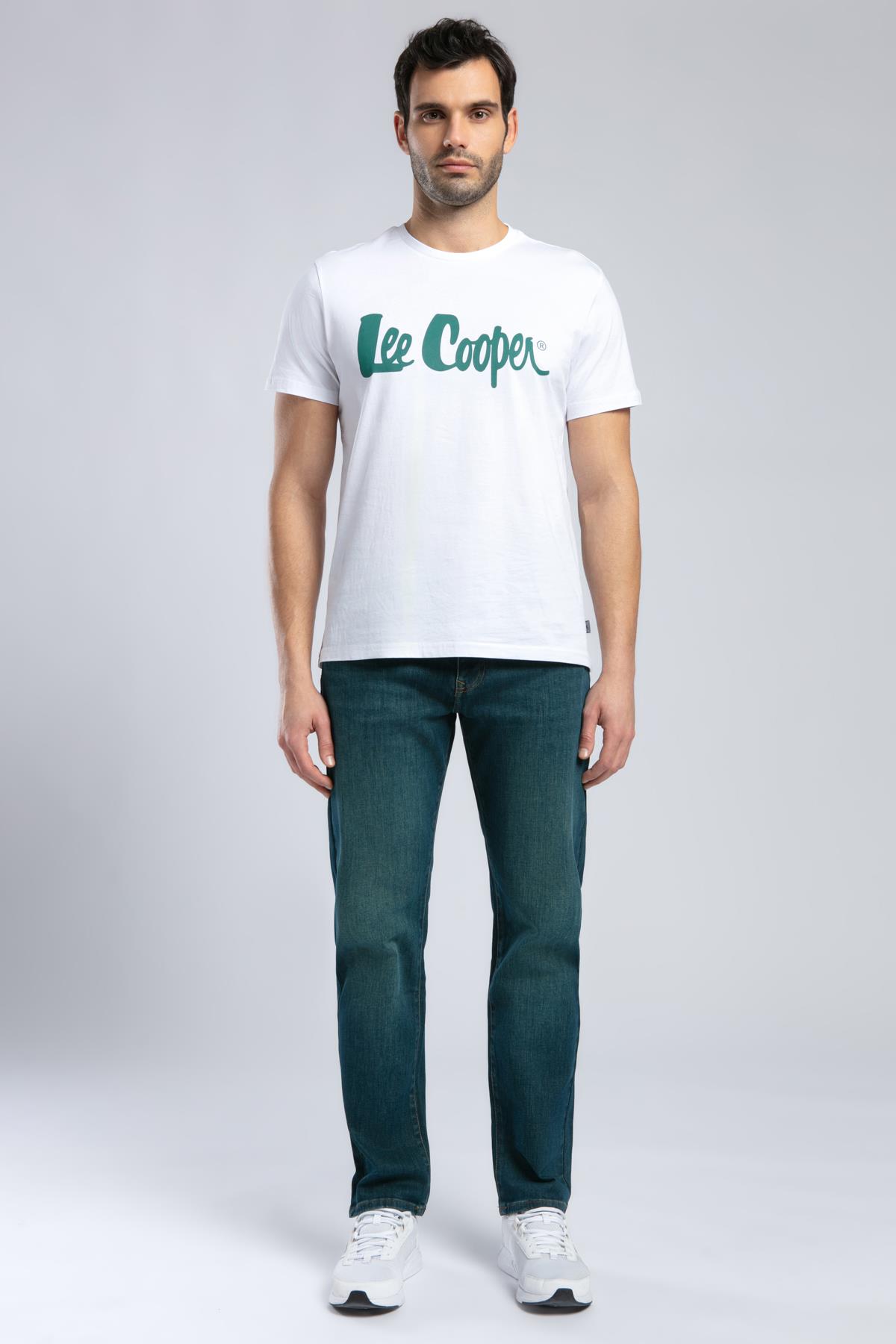 Londonlogo Erkek %100 Pamuk O Yaka T-Shirt Beyaz-Y