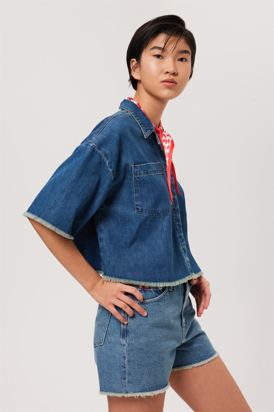 Loren Kadın %100 Pamuk Jean Ceket Denim