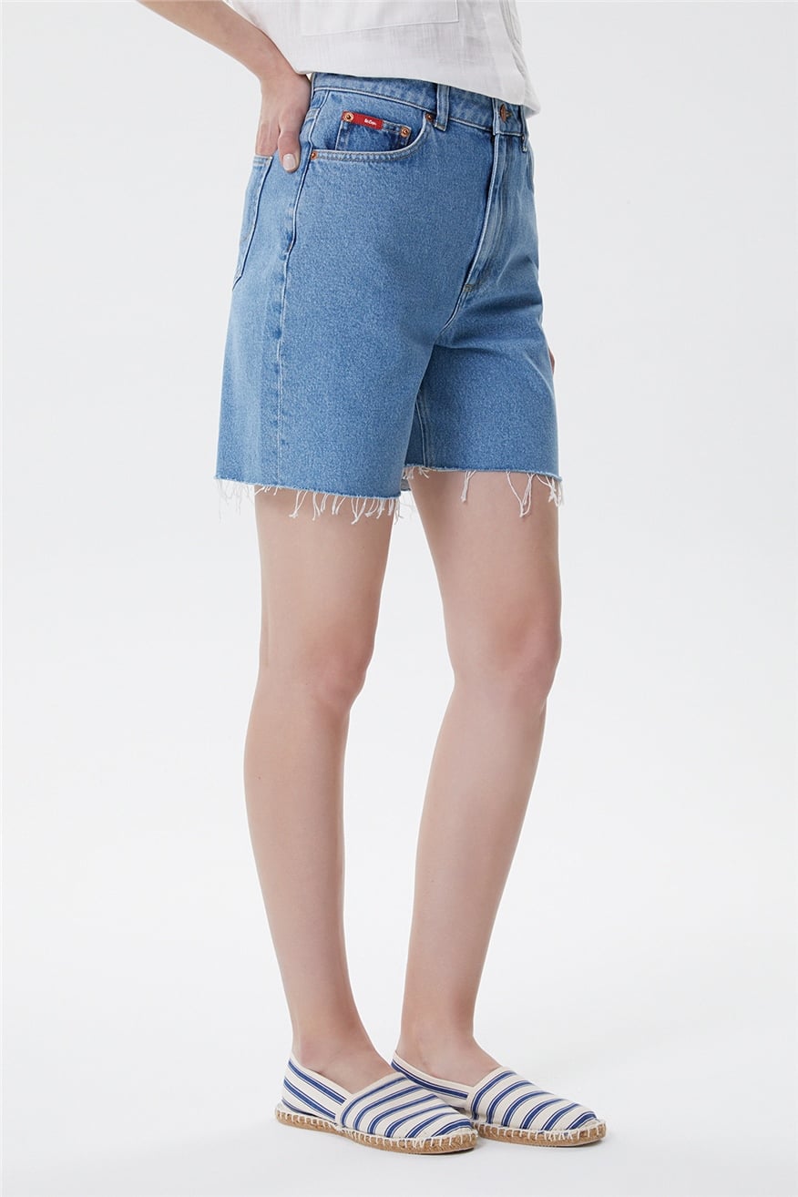 Lucy 1 Kadın %100 Pamuk Jean Şort Denim