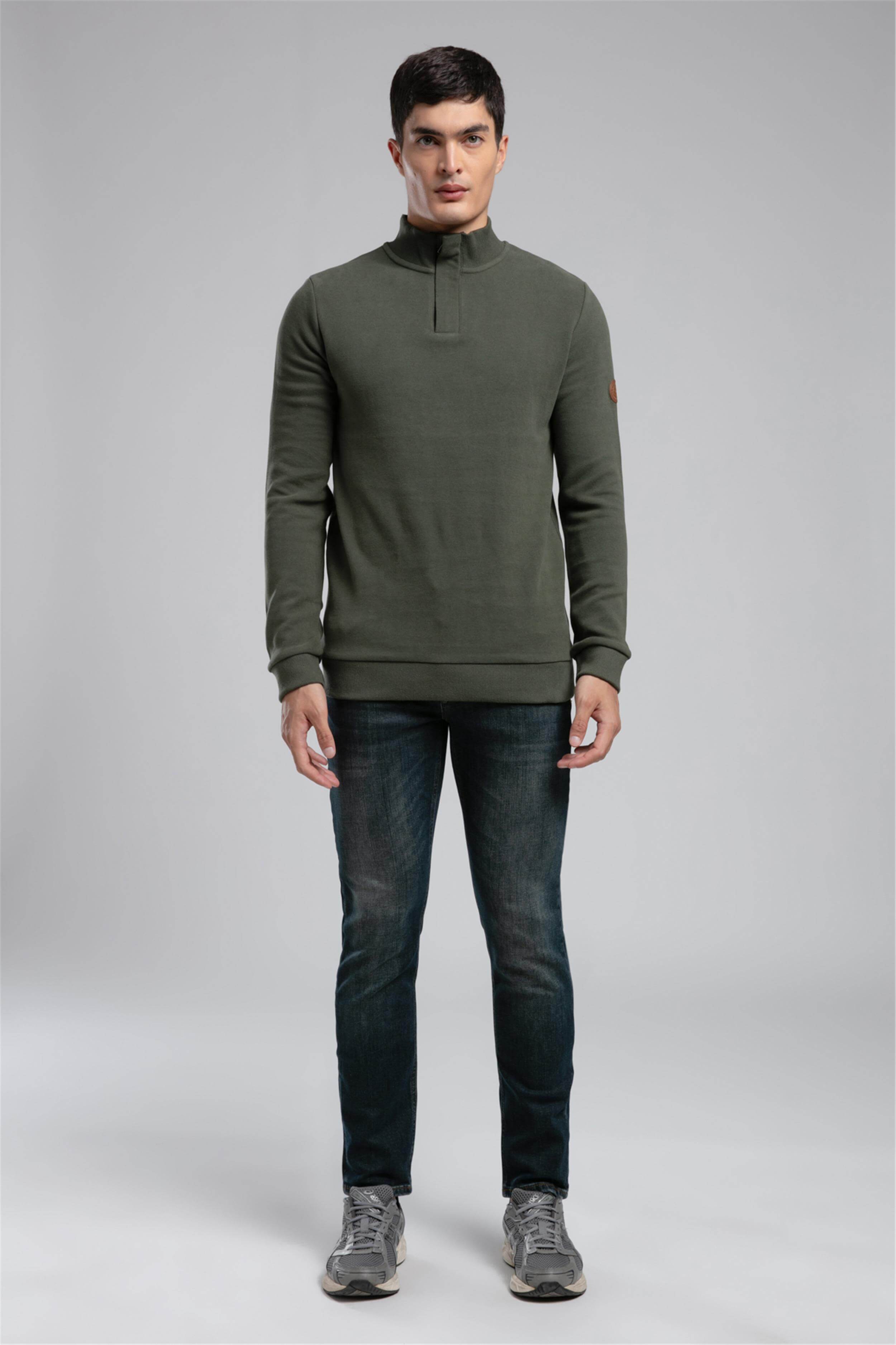 Luke Erkek Dik Yaka Sweatshirt Yeşil