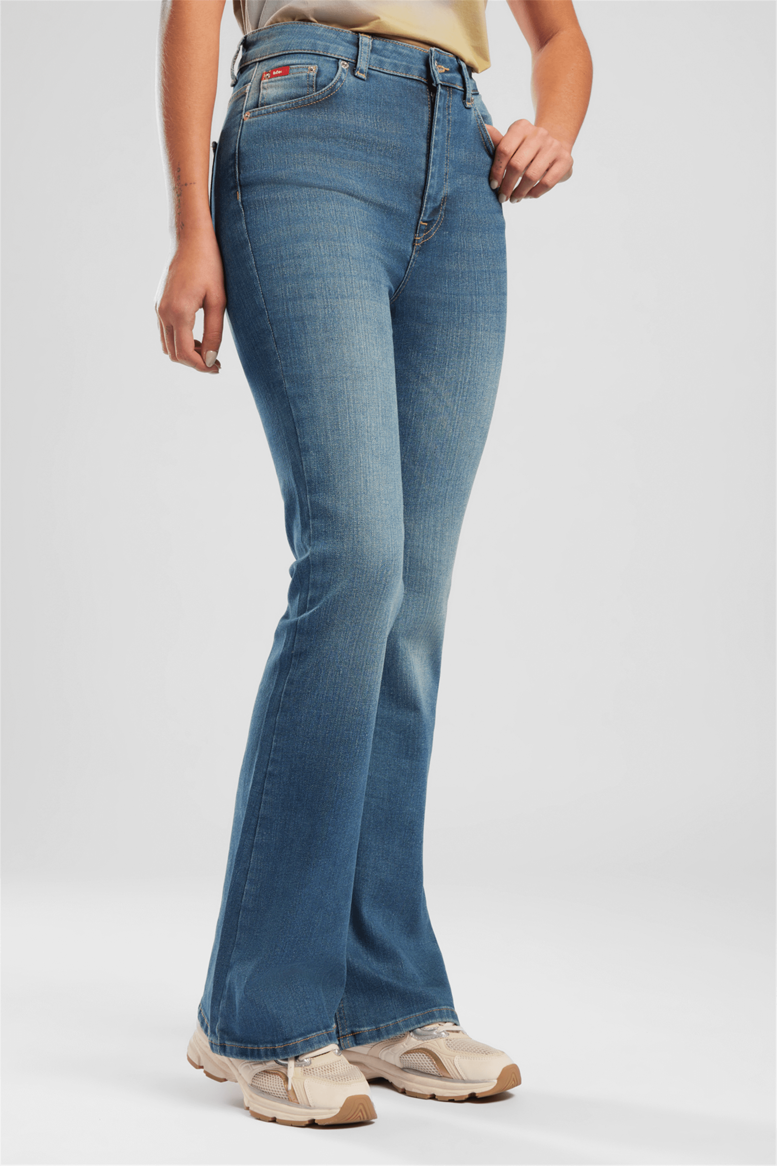 Luna Kadın High Rise Flare Jean Pantolon Yeşi̇l-Mavi̇