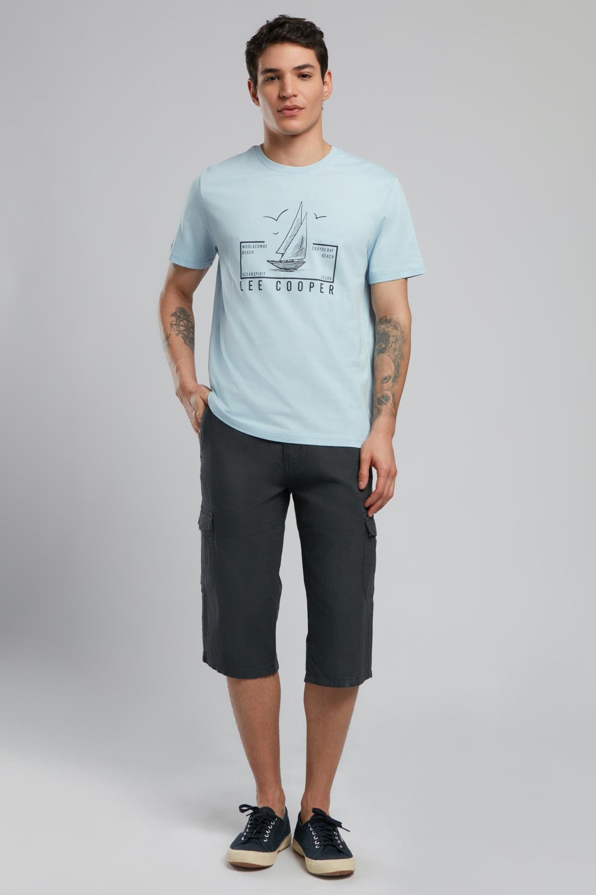 Man 1 Long Erkek Dokuma Bermuda