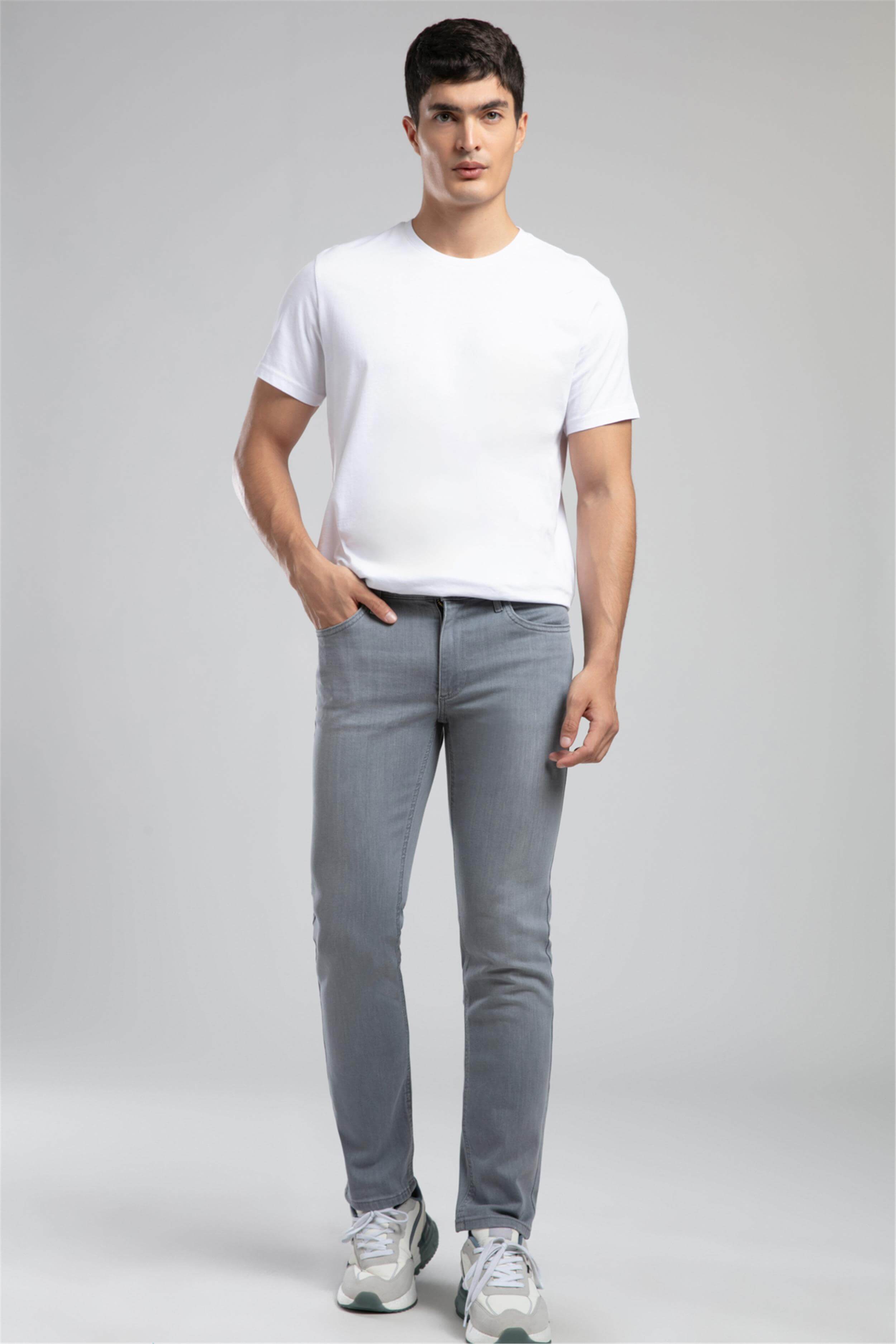 Marco Normal Bel Dar Kesim Düz Paça Gri Erkek Jean Pantolon