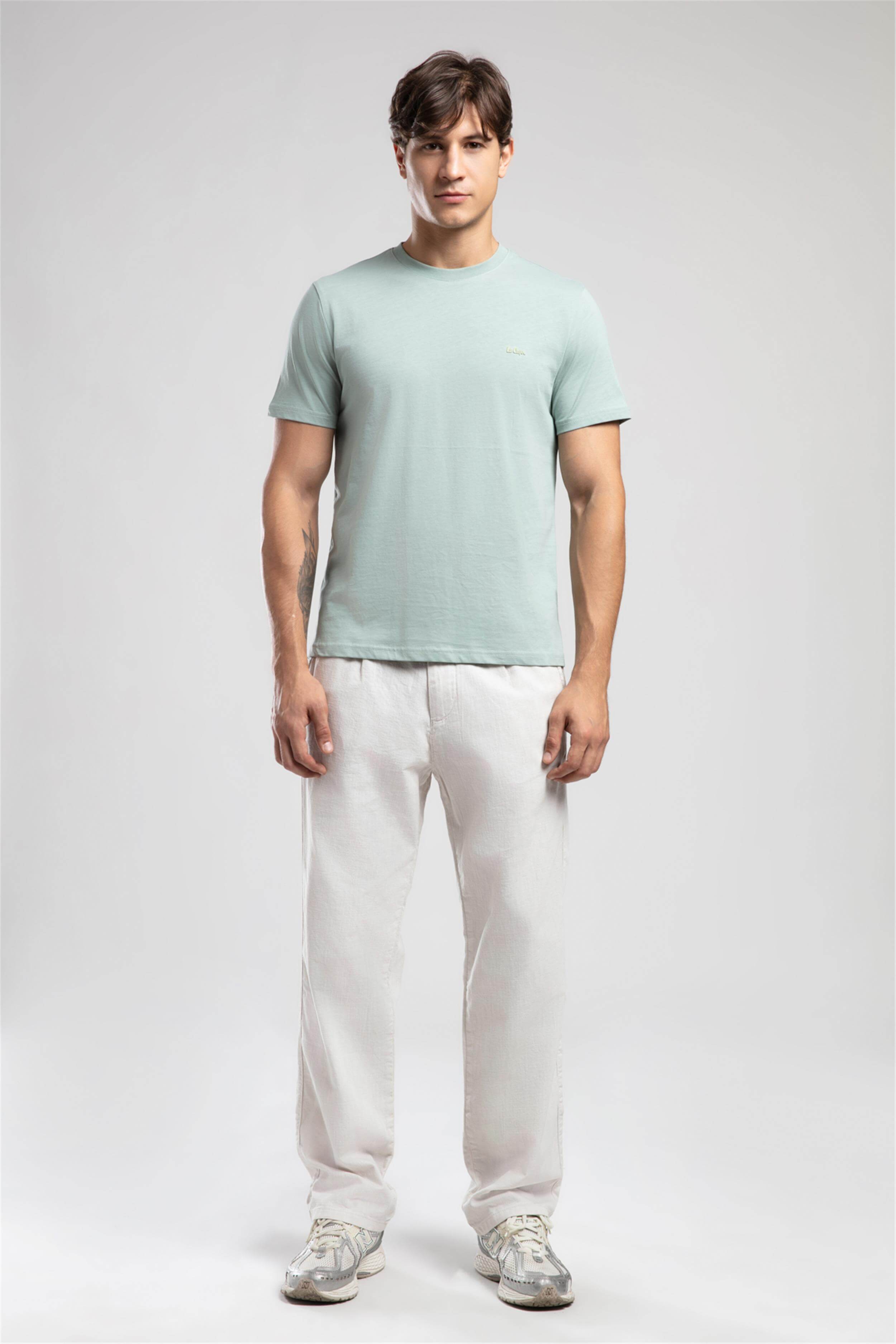 Matteo Orta-Yüksek Bel Bol Düz Kesim Düz Paça %100 Pamuk Ekru Erkek Pantolon