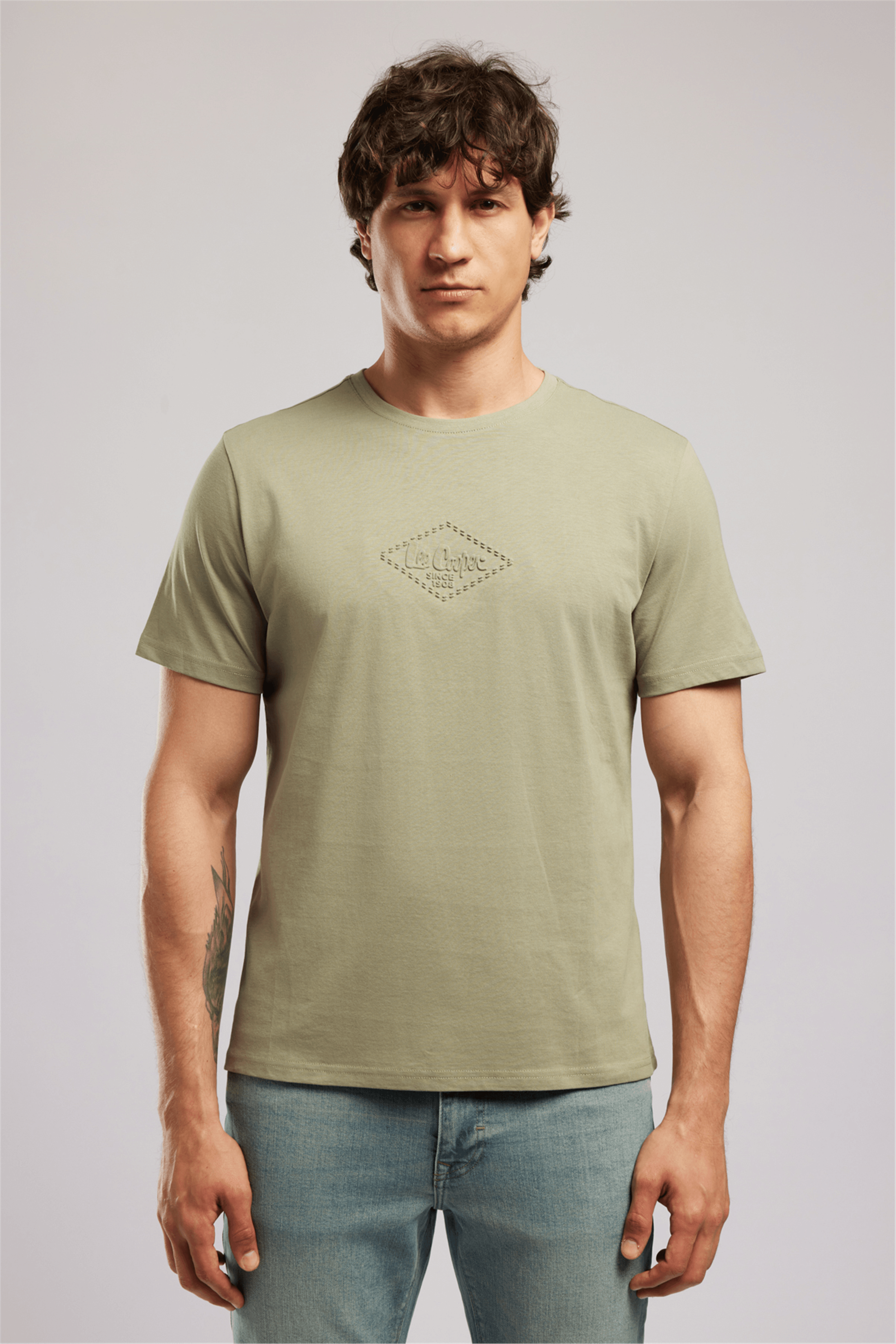 MATTIAS Erkek Regular Fit %100 Pamuk Baskılı Bisiklet Yaka T-Shirt Yeşil