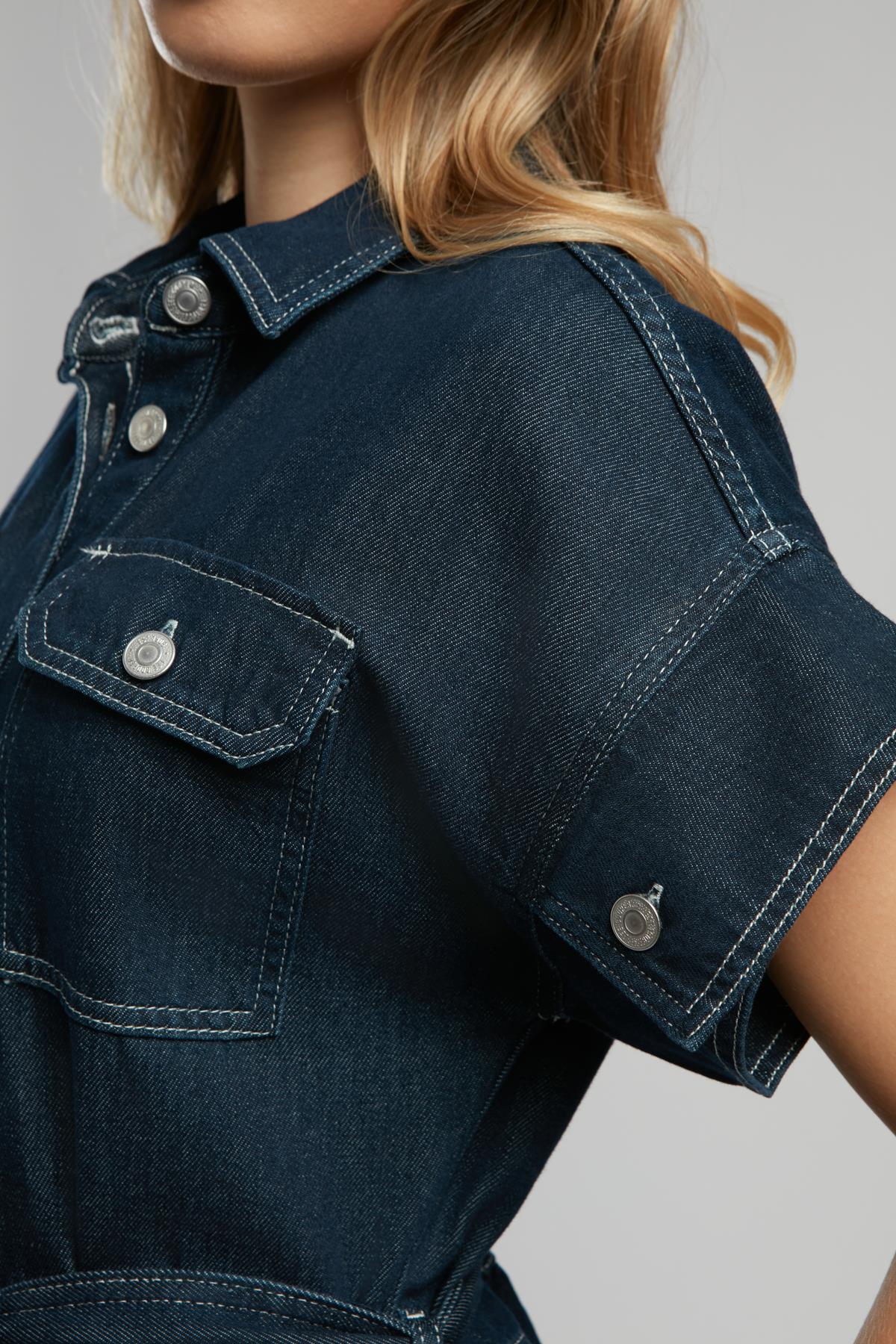 Maya 1 Kadın %100 Pamuk Jean Elbise Denim
