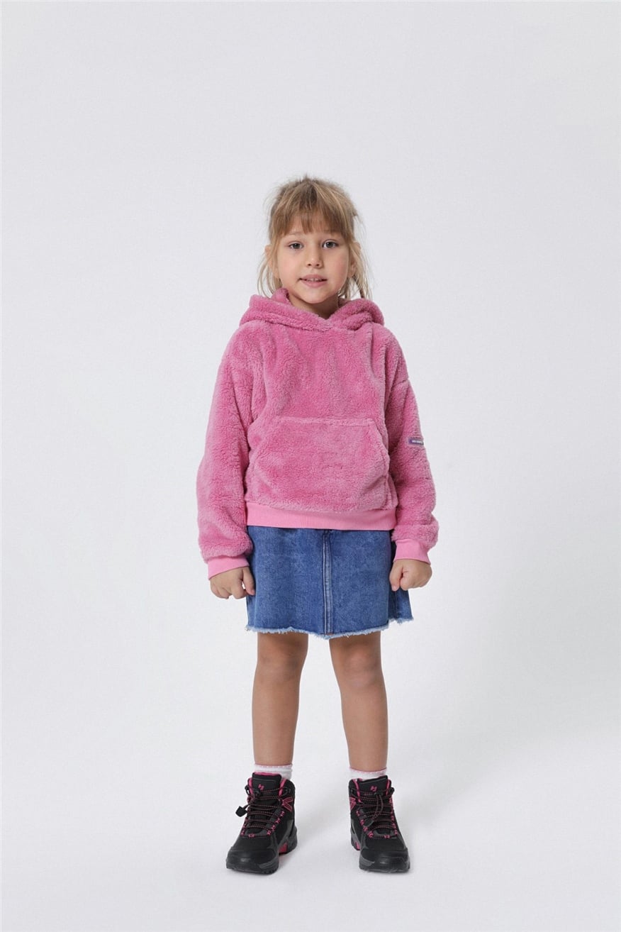 Mia Kız Çocuk Kapşonlu S-Shirt Pembe