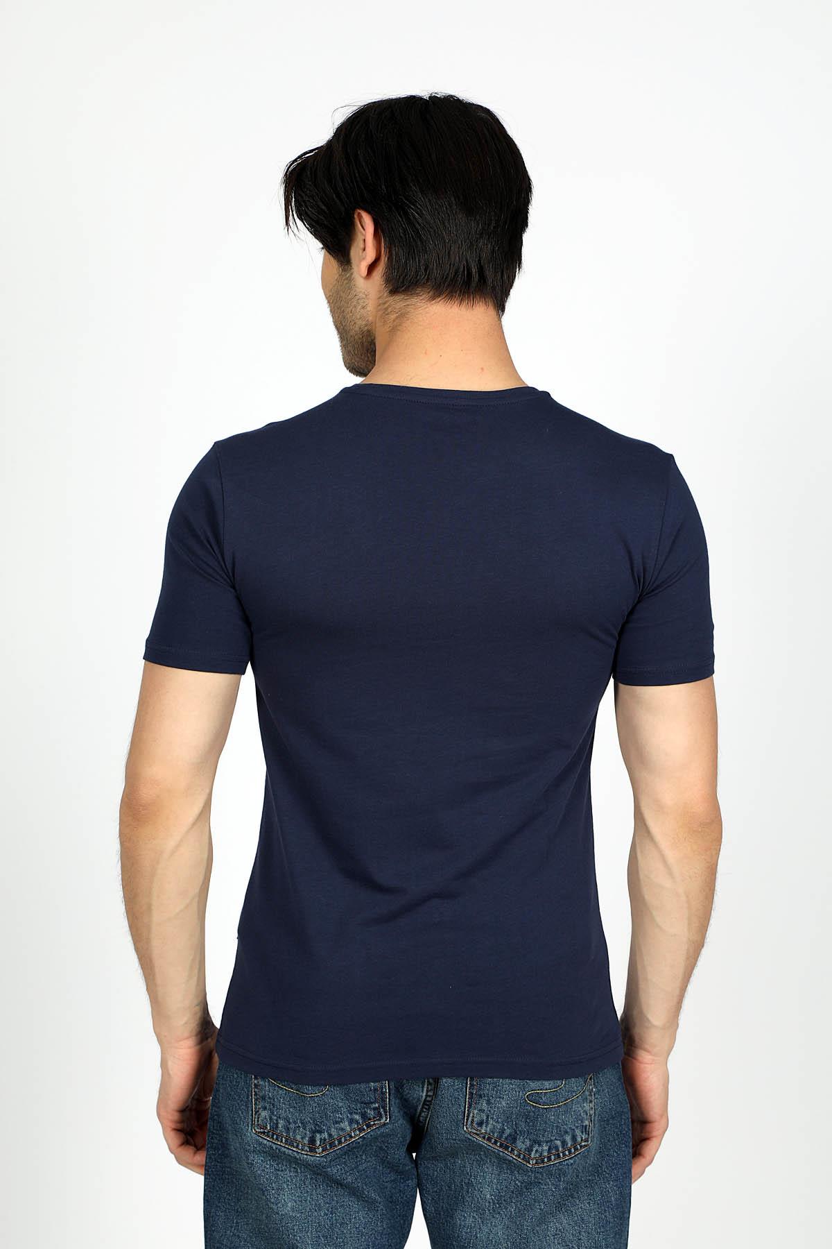 Mike Erkek %100 Pamuk O Yaka T-Shirt Lacivert