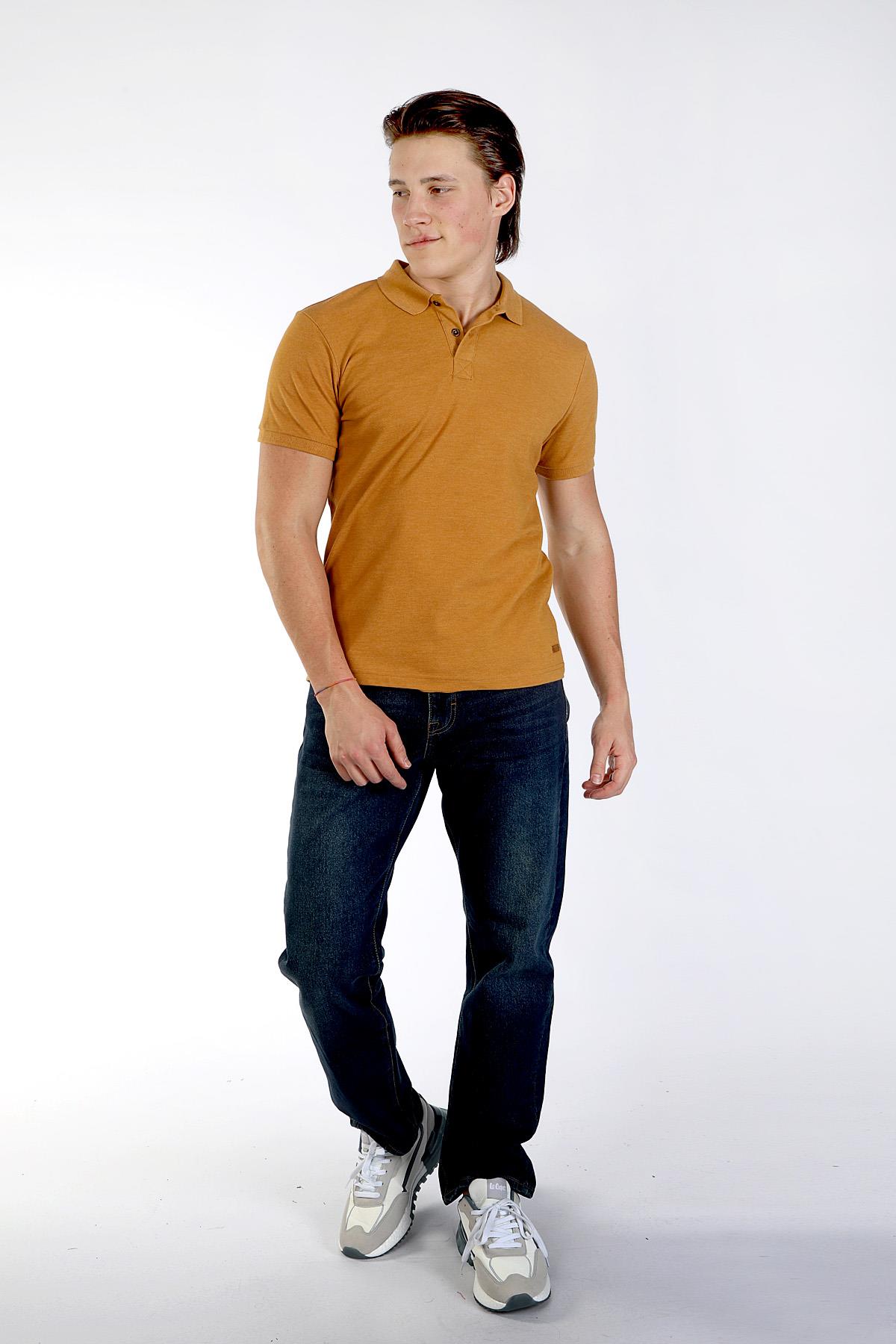 Miles Erkek Pike Polo Yaka T-Shirt Koyu Hardal